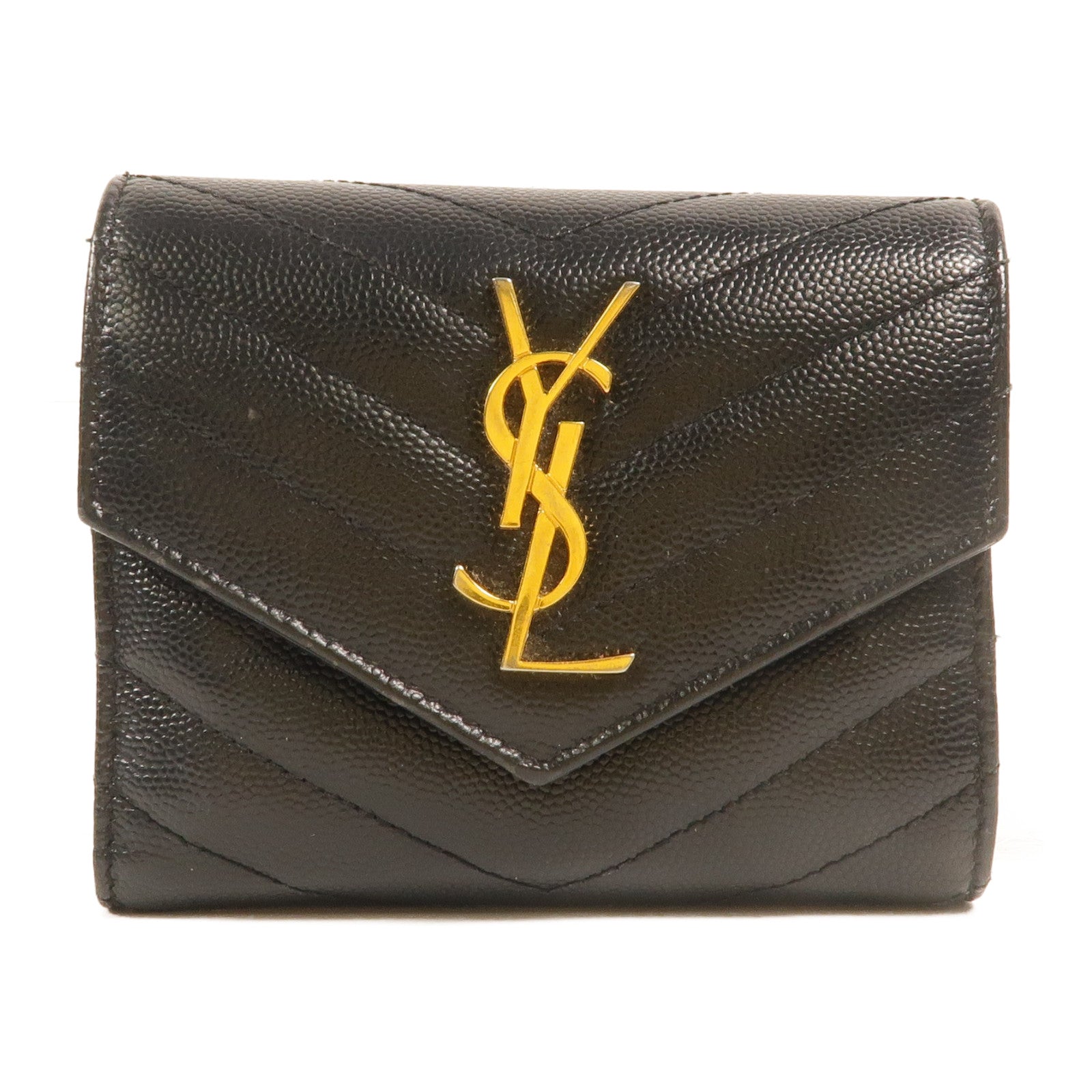 SAINT LAURENT 牛皮皮革Cassandre Matelasse Compact錢包