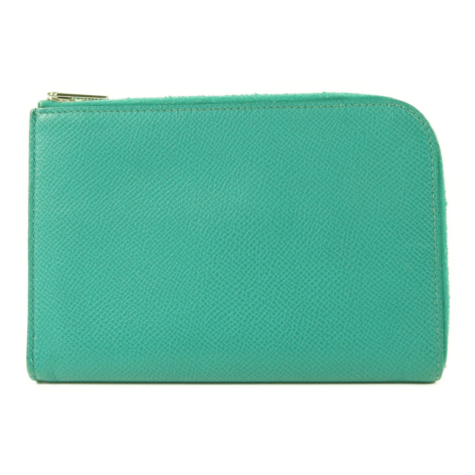 HERMES 【激減優惠】Epsom皮革Zipper Long Wallet銀扣拉鏈長錢包Bleu Paon