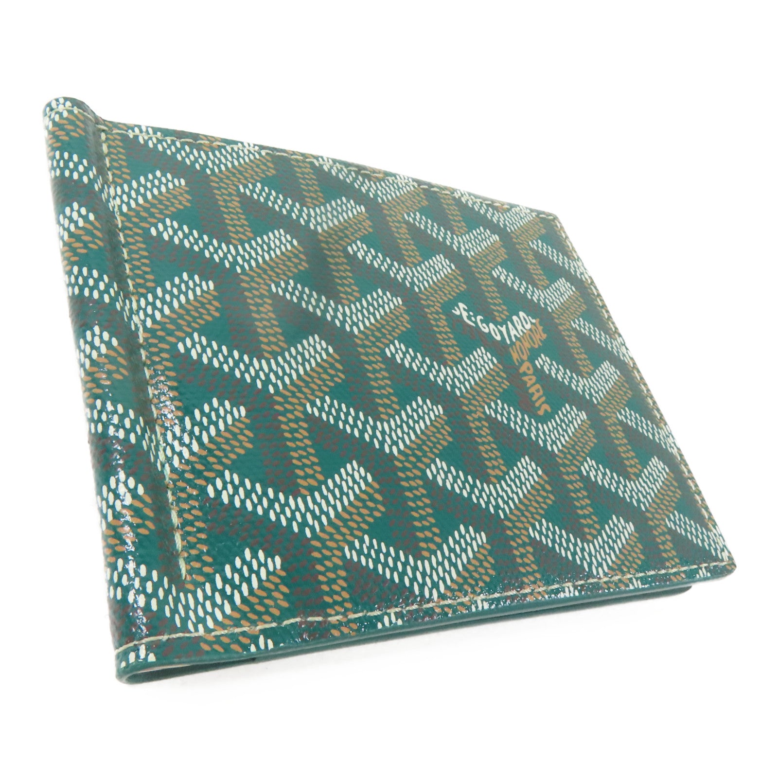 GOYARD 塗層帆布Card Case銀扣卡片套綠色
