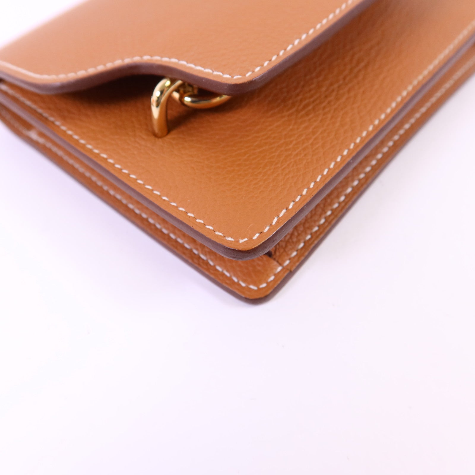 HERMES Evercolor皮革Roulis Slim金扣錢包Gold