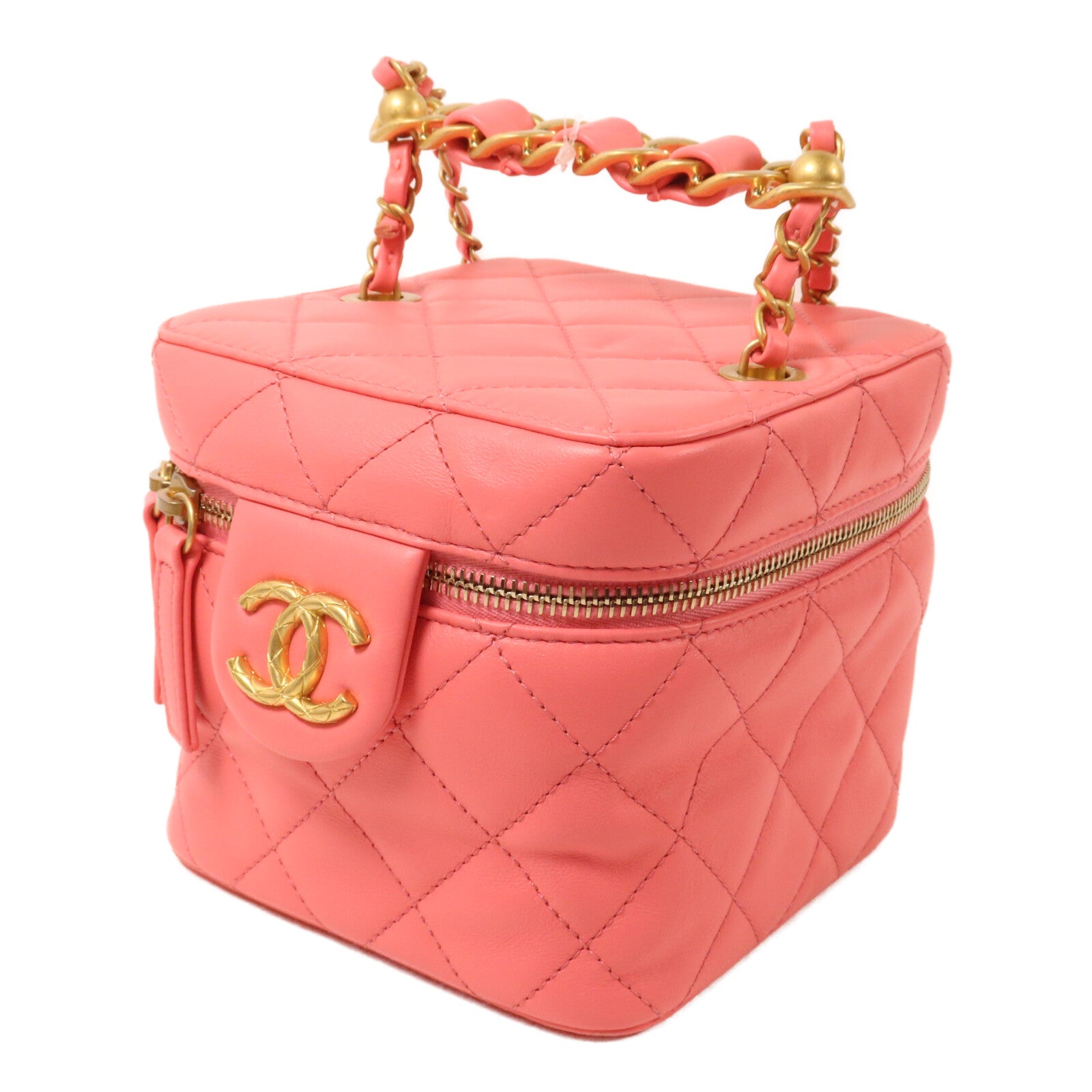 CHANEL 羊皮皮革Vanity Case鏈帶手挽肩背兩用袋