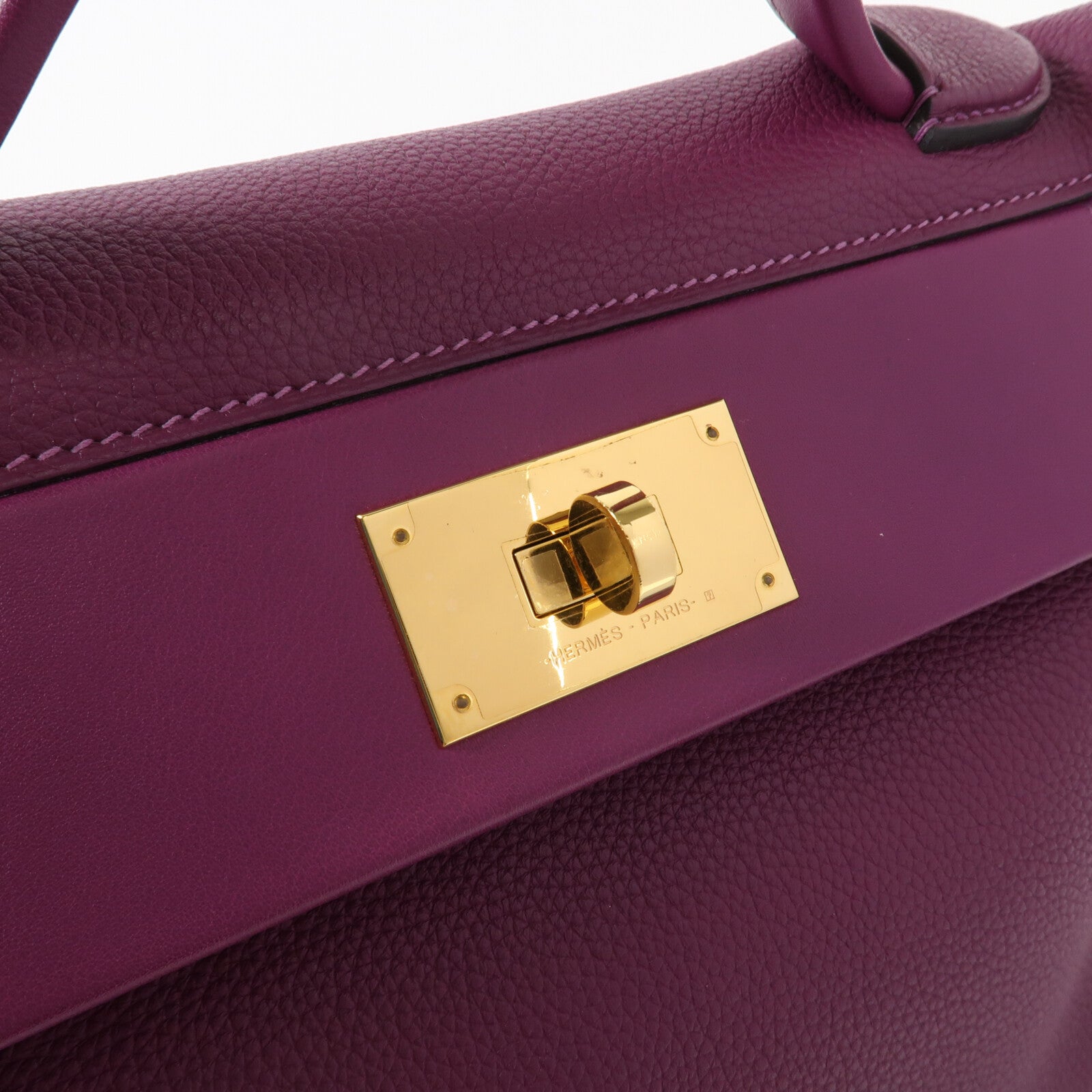 HERMES Clemence皮革24/24 29CM金扣手挽肩背兩用袋Anemone