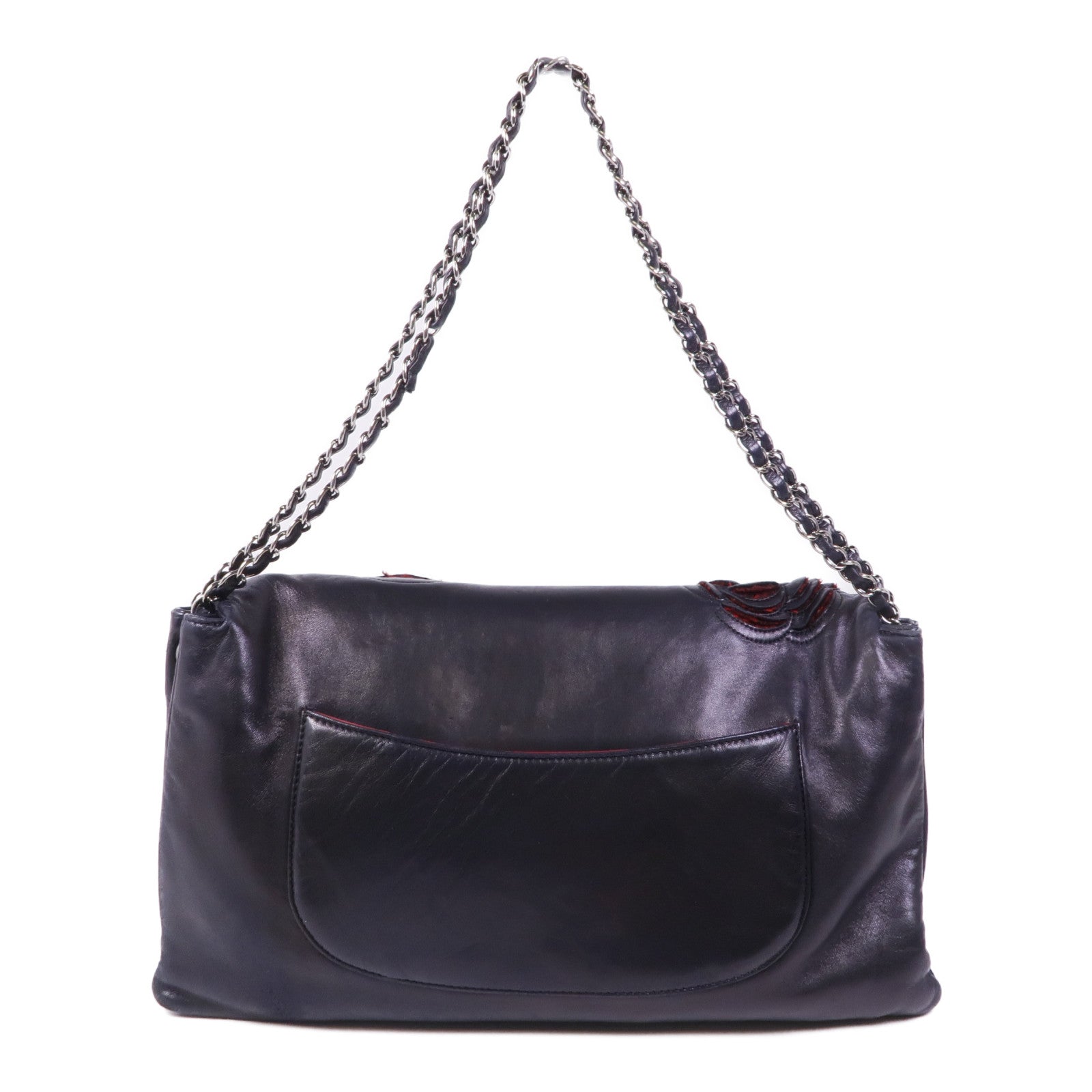 CHANEL 羊皮皮革Chain Shoulder銀扣鏈帶肩背袋