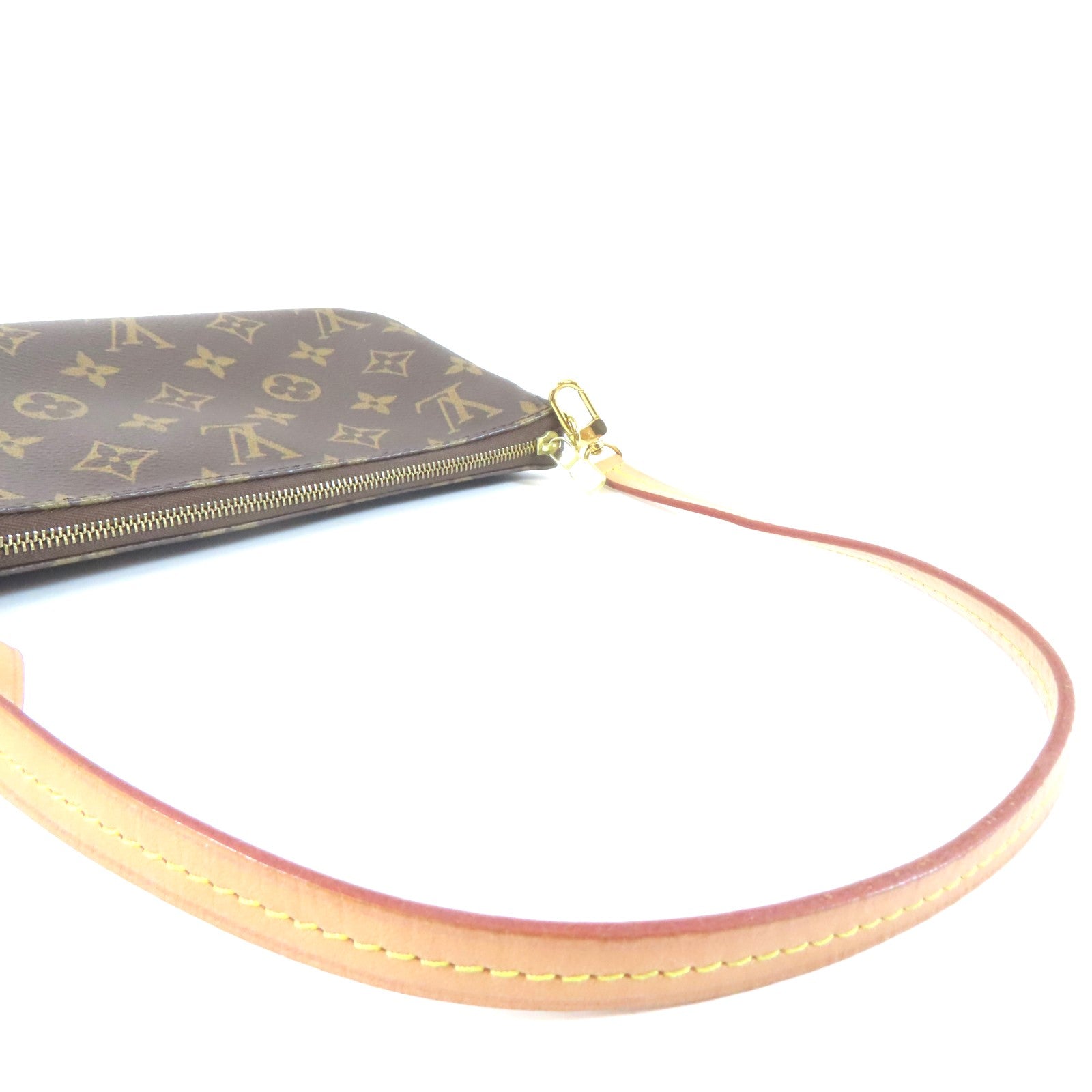 LOUIS VUITTON Monogram Pochette Accessories金扣肩背袋啡色