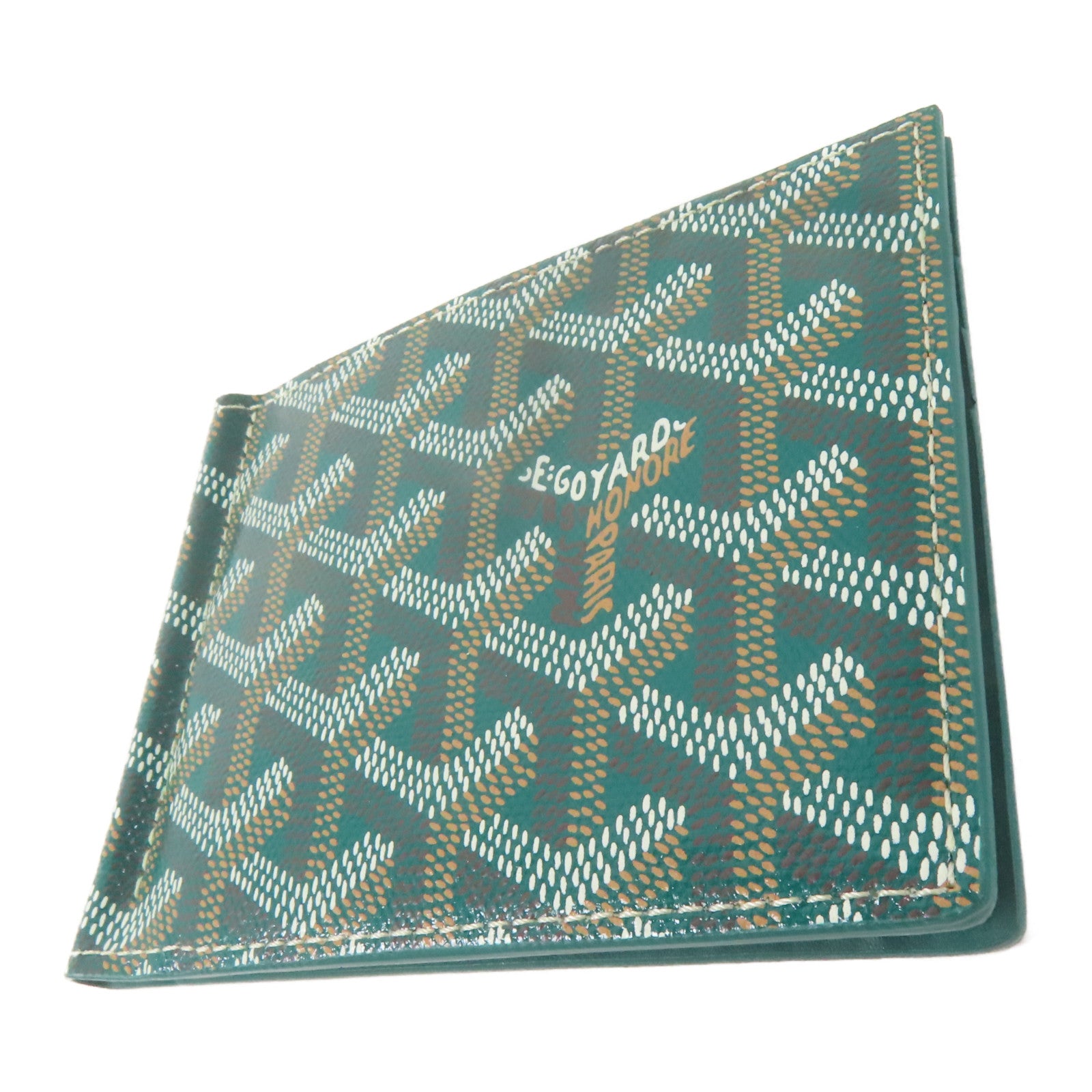 GOYARD 塗層帆布Card Case銀扣卡片套綠色