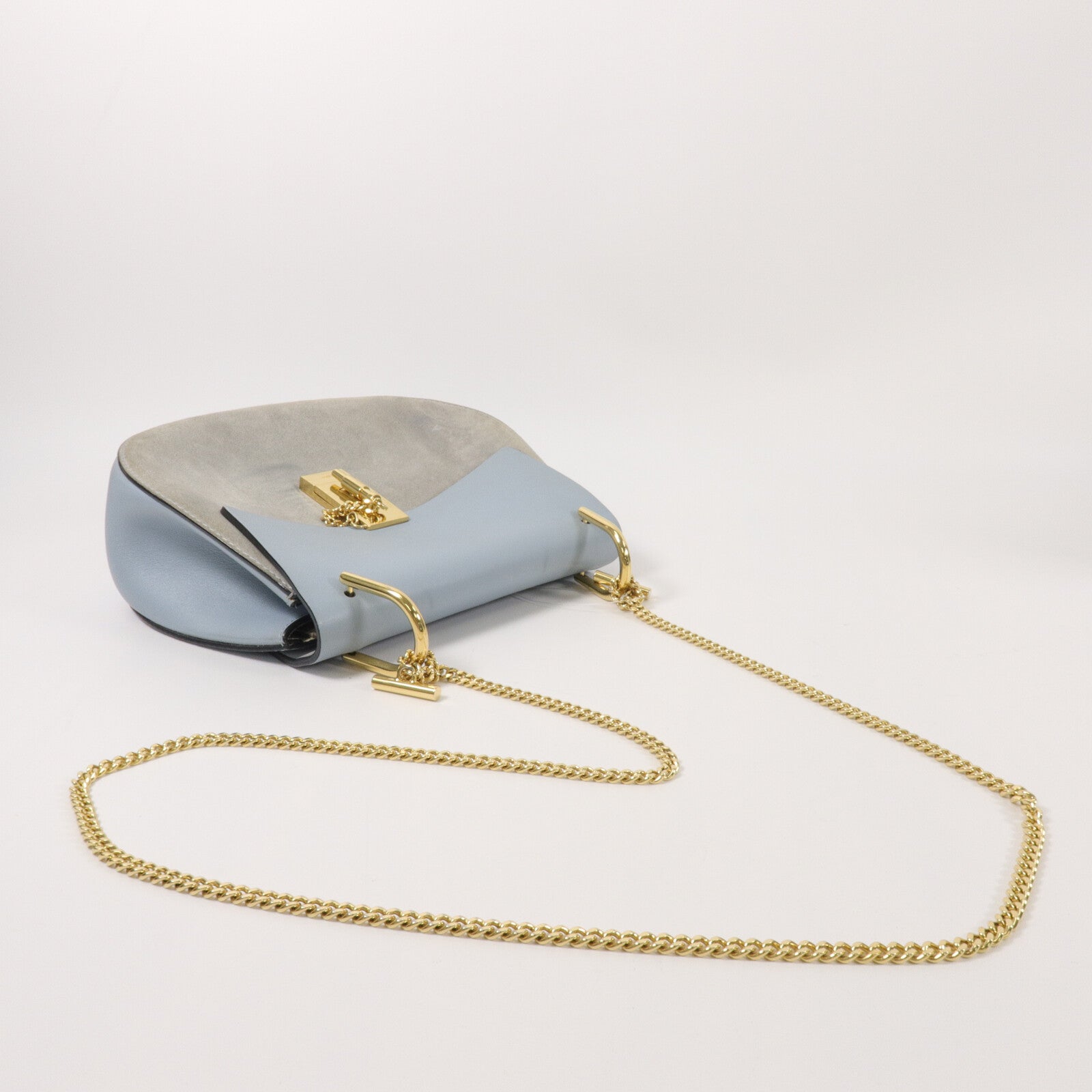 Chloe 牛皮皮革/絨布Drew鏈帶肩背袋