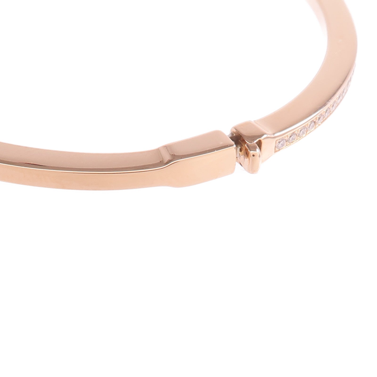 TIFFANY＆CO 18K玫瑰金T Diamond Hinged Wire Bangle鑽石手鐲