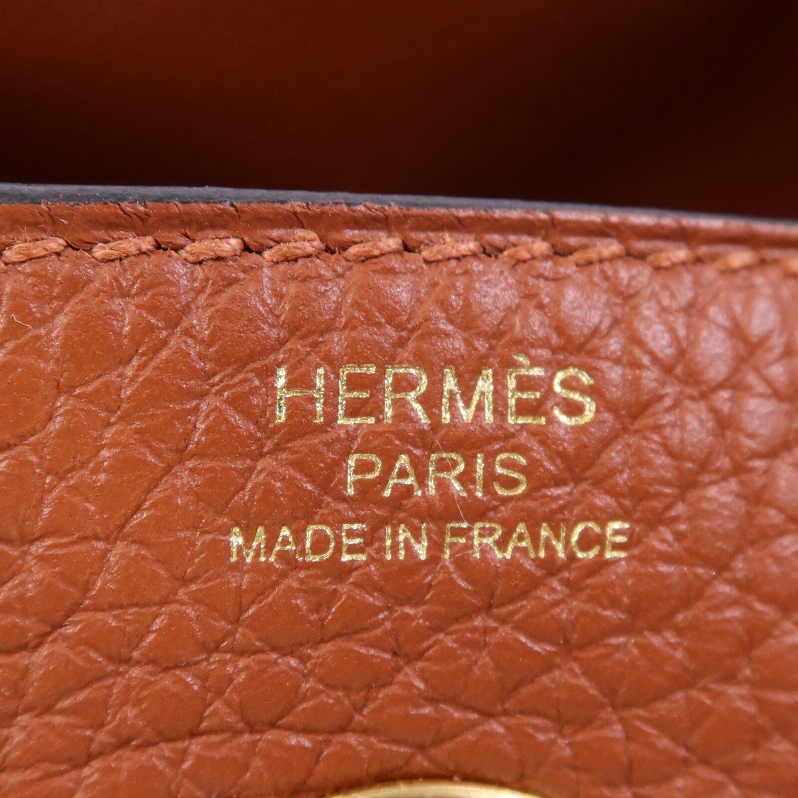 HERMES Clemence皮革Lindy 26金扣手挽肩背兩用袋Cuivre