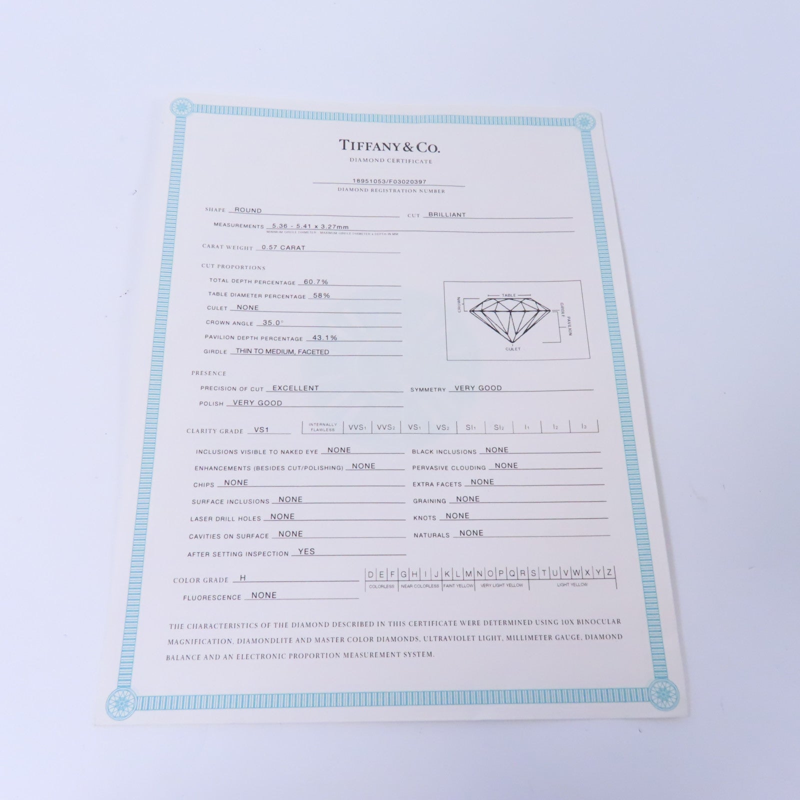 TIFFANY＆CO PT950鉑金Diamond Ring 0.57ct鑽石戒指US#5.75