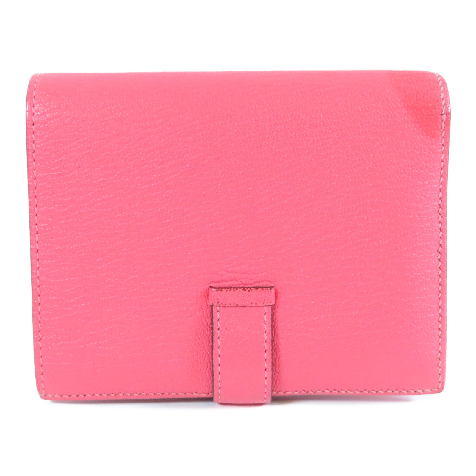 HERMES 【激減優惠】Chevre皮革Bearn Wallet銀扣錢包Rose Azalee杜鵑粉紅色