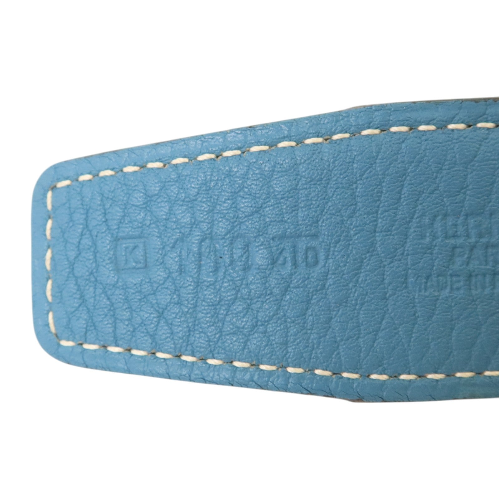 HERMES Clemence皮革Compact Belt 110cm銀扣皮帶Blue Jeans/Noir