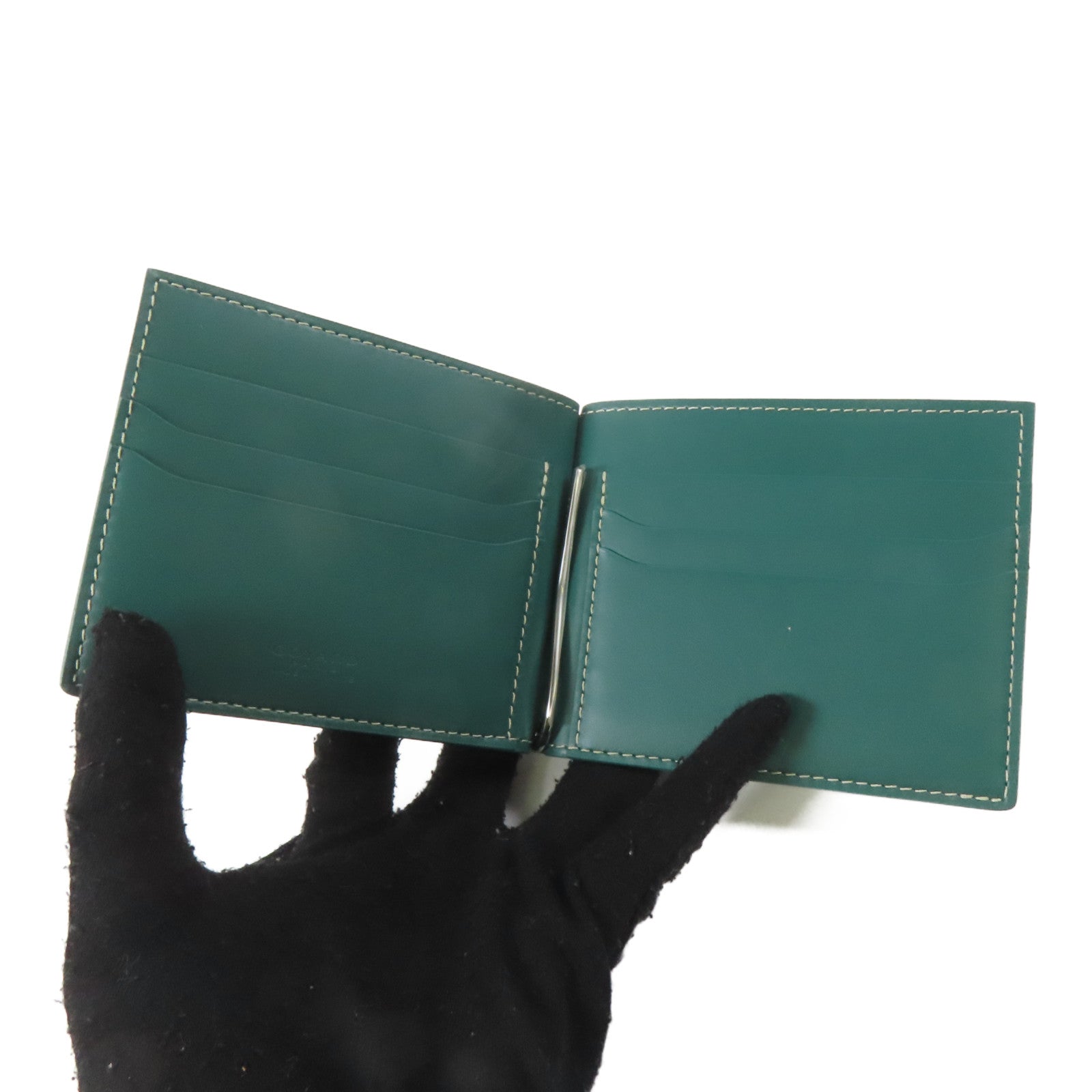GOYARD 塗層帆布Card Case銀扣卡片套綠色