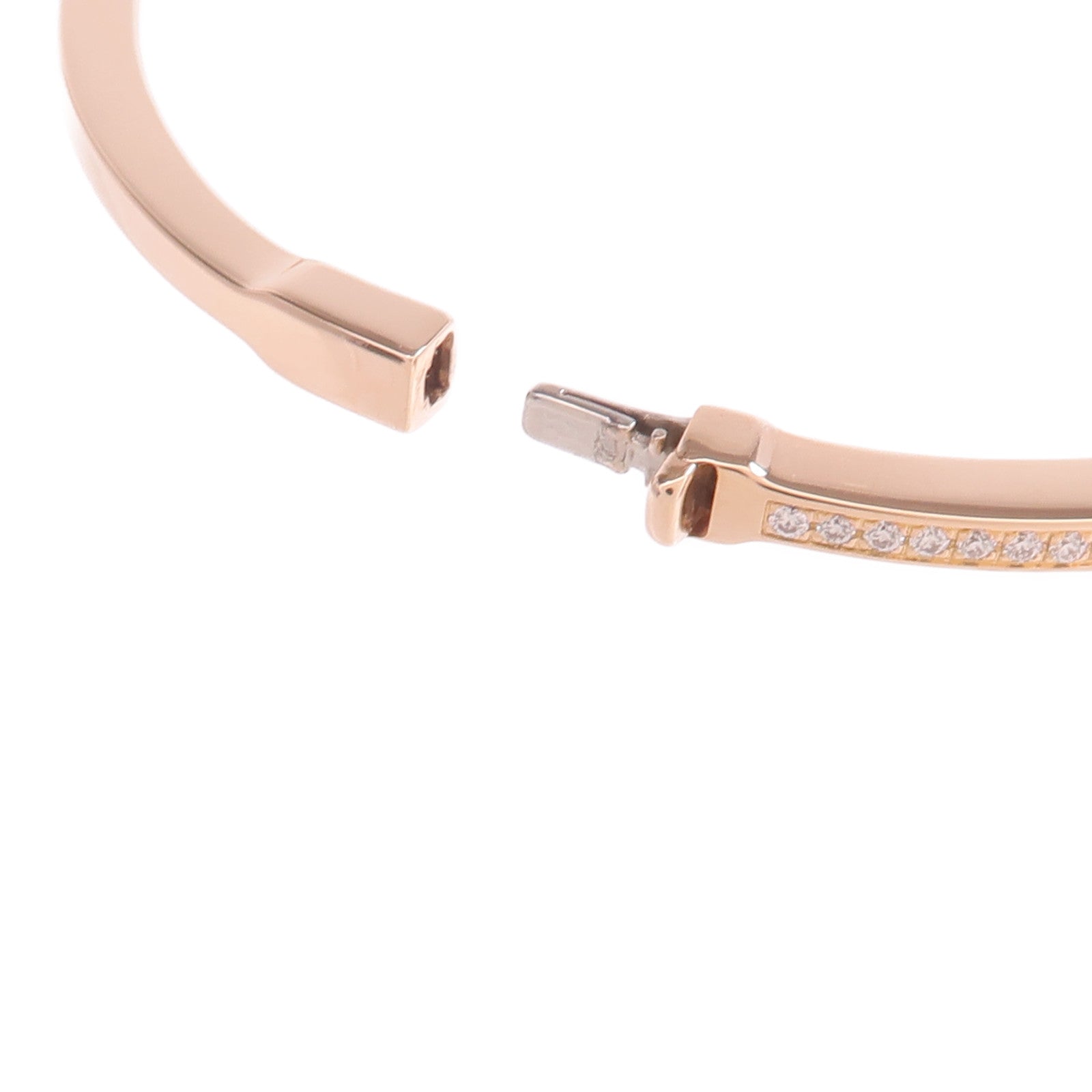 TIFFANY＆CO 18K玫瑰金T Diamond Hinged Wire Bangle鑽石手鐲