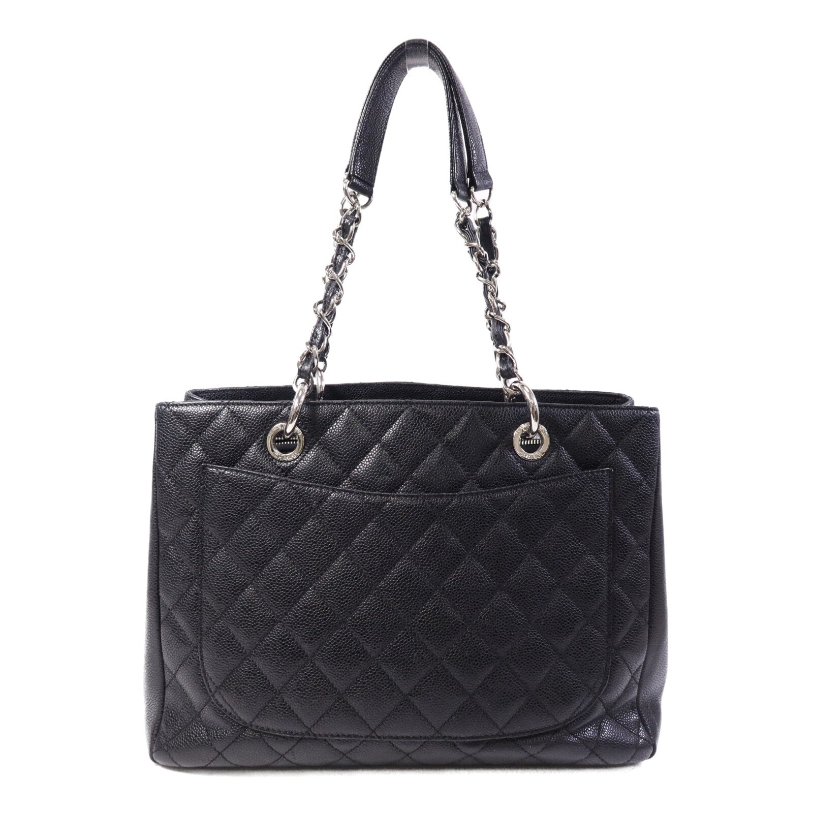 CHANEL 牛皮皮革GST Grand Shopping Tote Bag銀扣鏈帶肩背袋