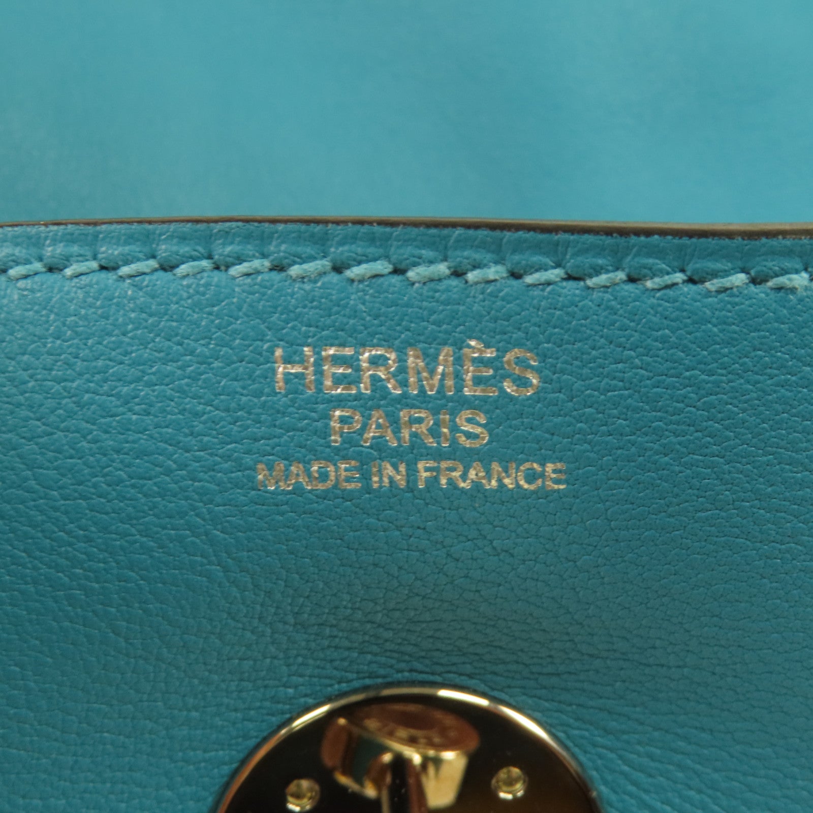 HERMES Swift皮革Lindy 30銀扣肩背袋7B Turquoise