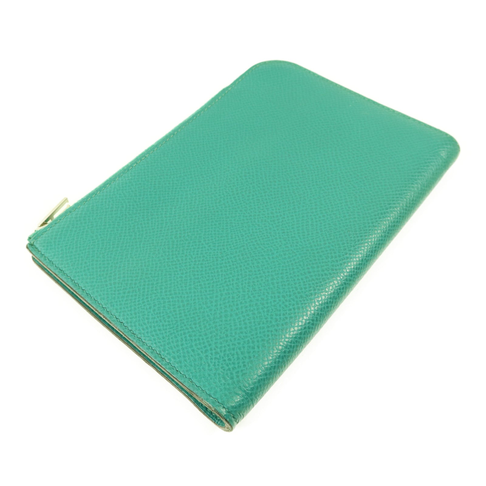 HERMES 【激減優惠】Epsom皮革Zipper Long Wallet銀扣拉鏈長錢包Bleu Paon