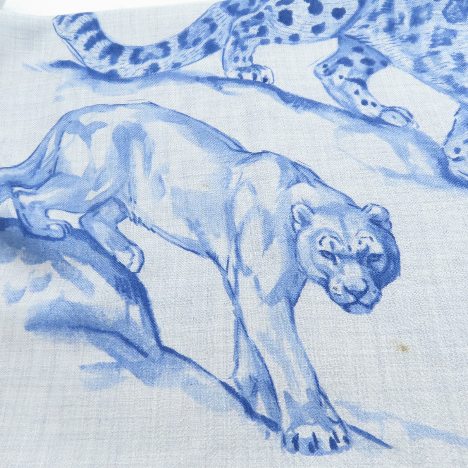 HERMES Cashmere/絲質 Scarf圍巾藍色/灰色