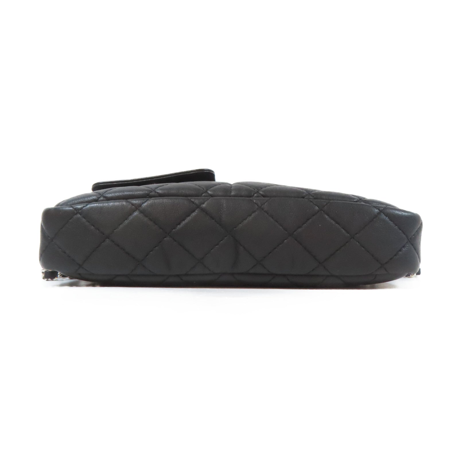 CHANEL 菱格牛皮皮革Chain Shoulder Bag銀扣鏈帶肩背袋黑色