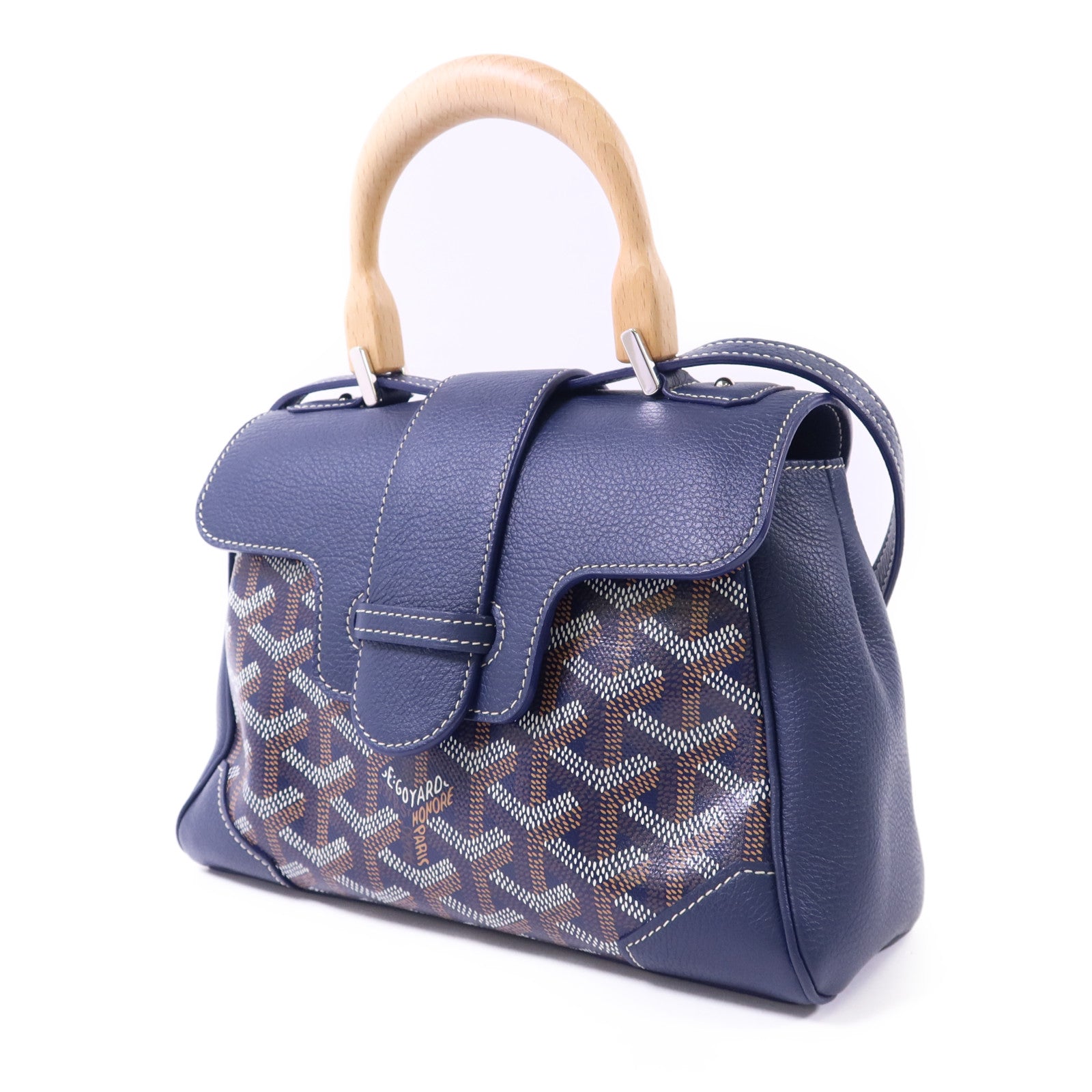 GOYARD 塗層帆布/牛皮皮革Souple Mini銀扣手挽肩背兩用袋