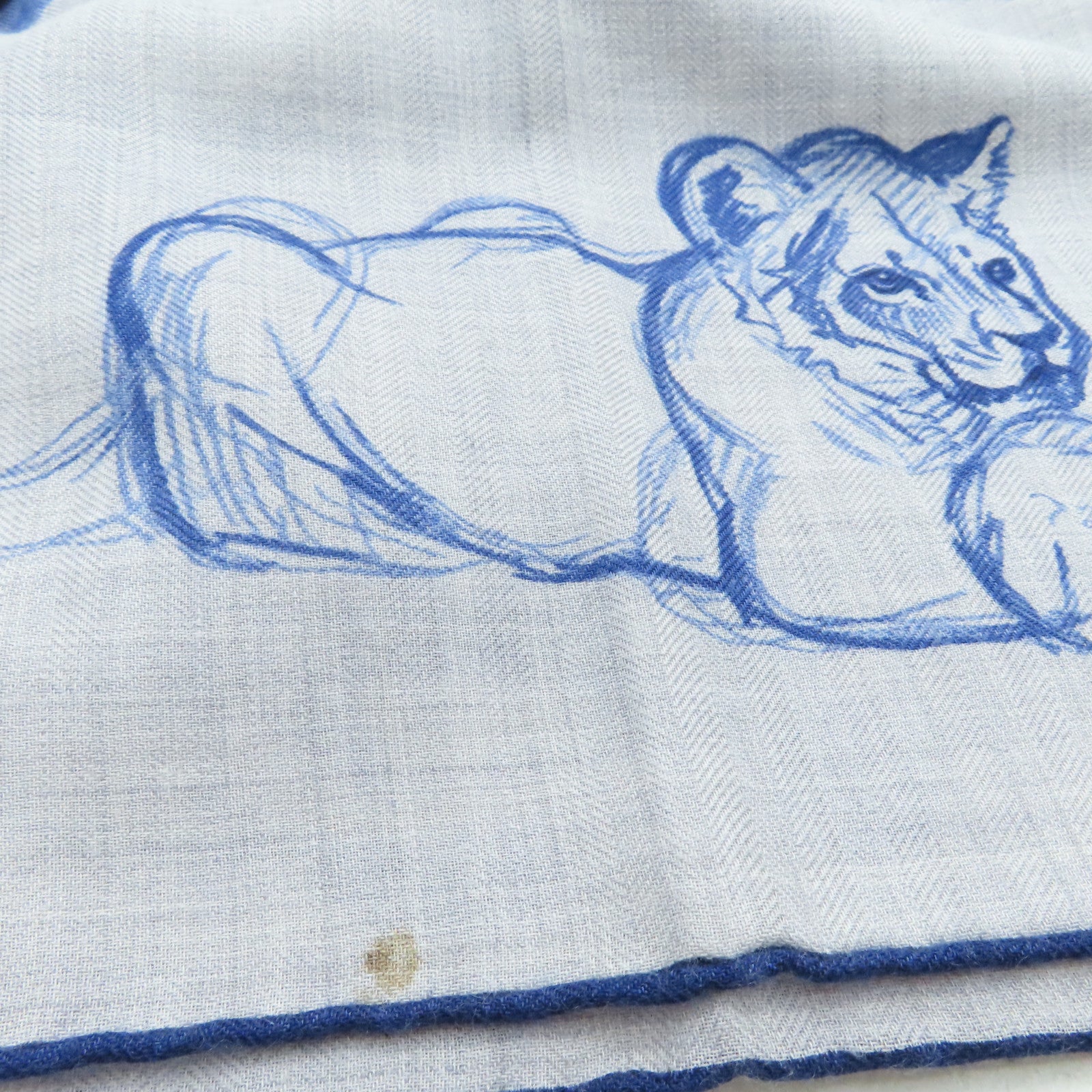 HERMES Cashmere/絲質 Scarf圍巾藍色/灰色
