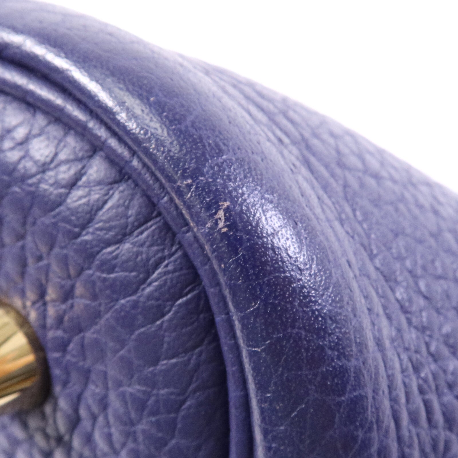 HERMES Clemence皮革Picotin MM金扣手挽袋Bleu Encre