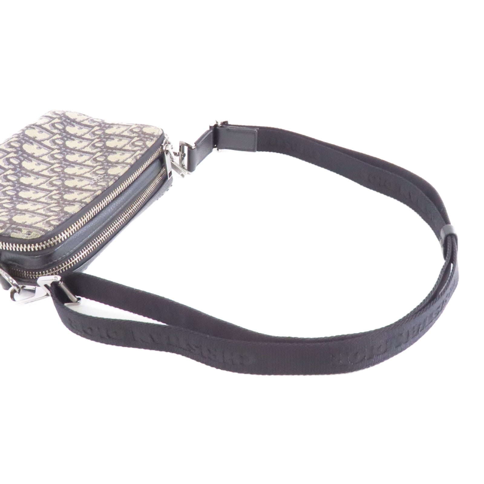 Dior 帆布Camera Bag銀扣肩背袋黑色