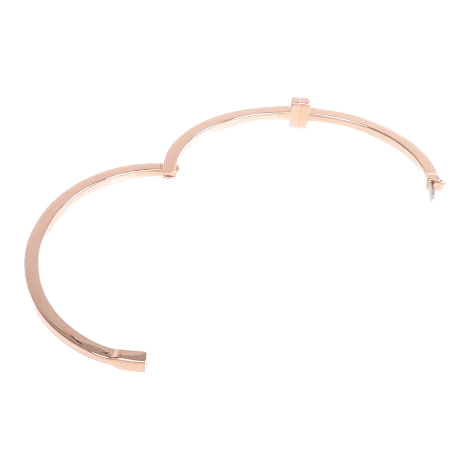 TIFFANY＆CO 18K玫瑰金T Diamond Hinged Wire Bangle鑽石手鐲