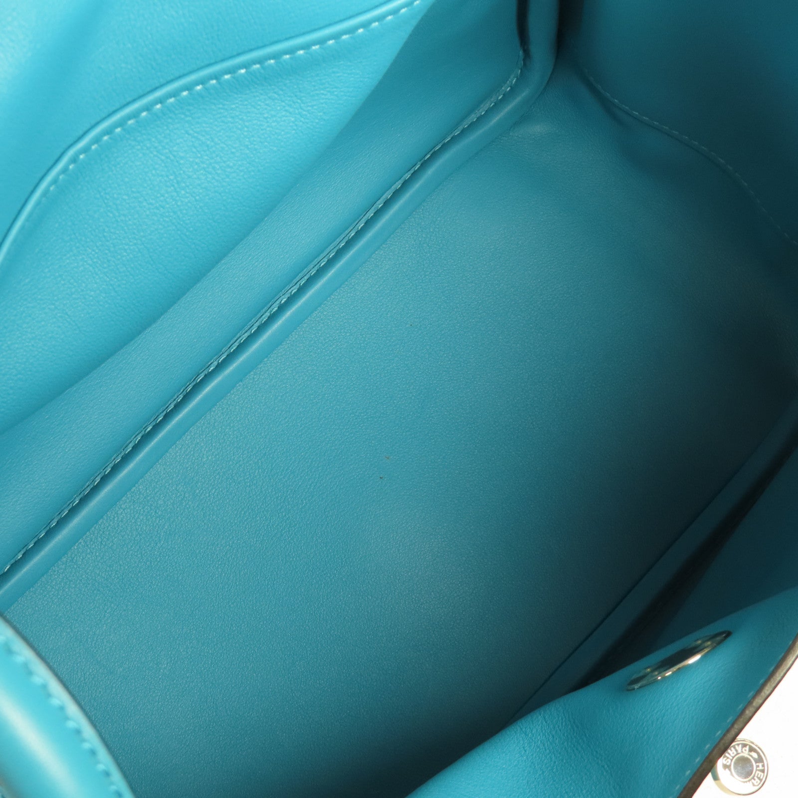 HERMES Swift皮革Lindy 30銀扣肩背袋7B Turquoise