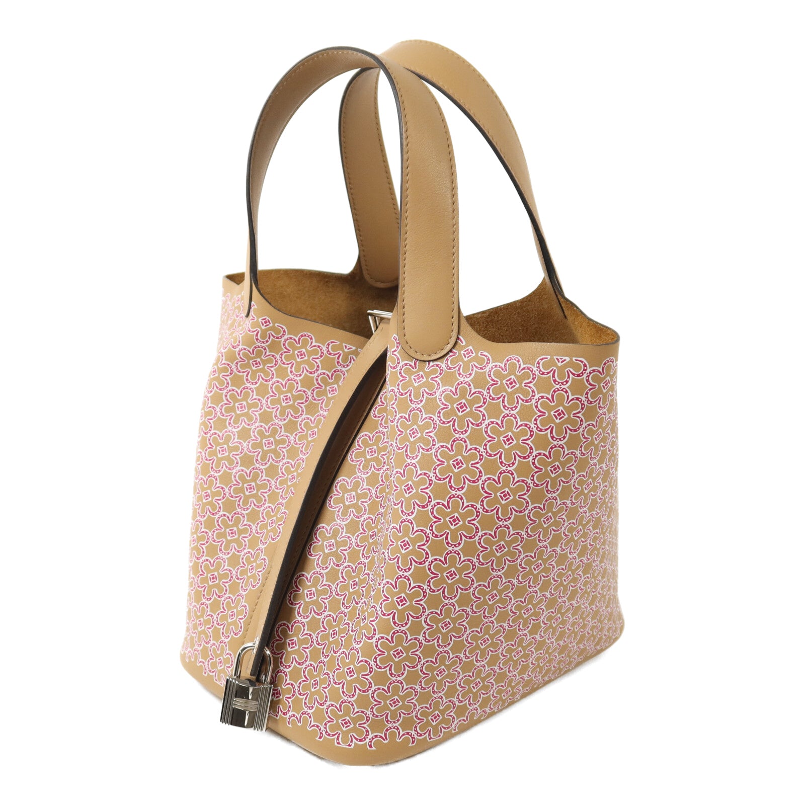 HERMES Swift皮革Picotin PM Lucky Daisy手挽袋銀扣手挽袋Chai/紫色