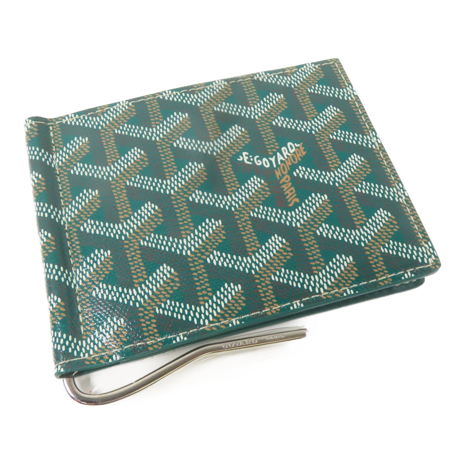 GOYARD 塗層帆布Card Case銀扣卡片套綠色