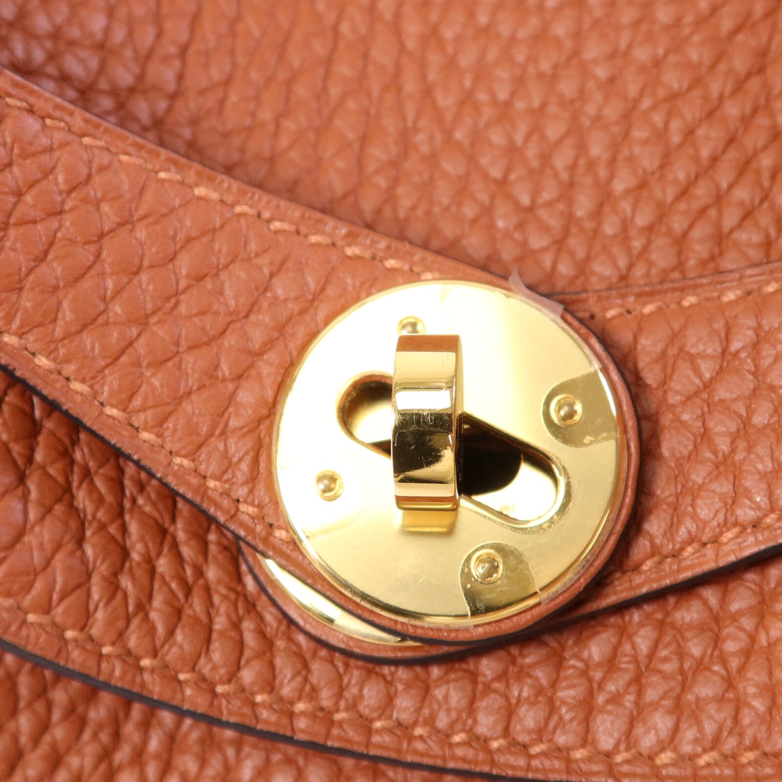 HERMES Clemence皮革Lindy 26金扣手挽肩背兩用袋Cuivre