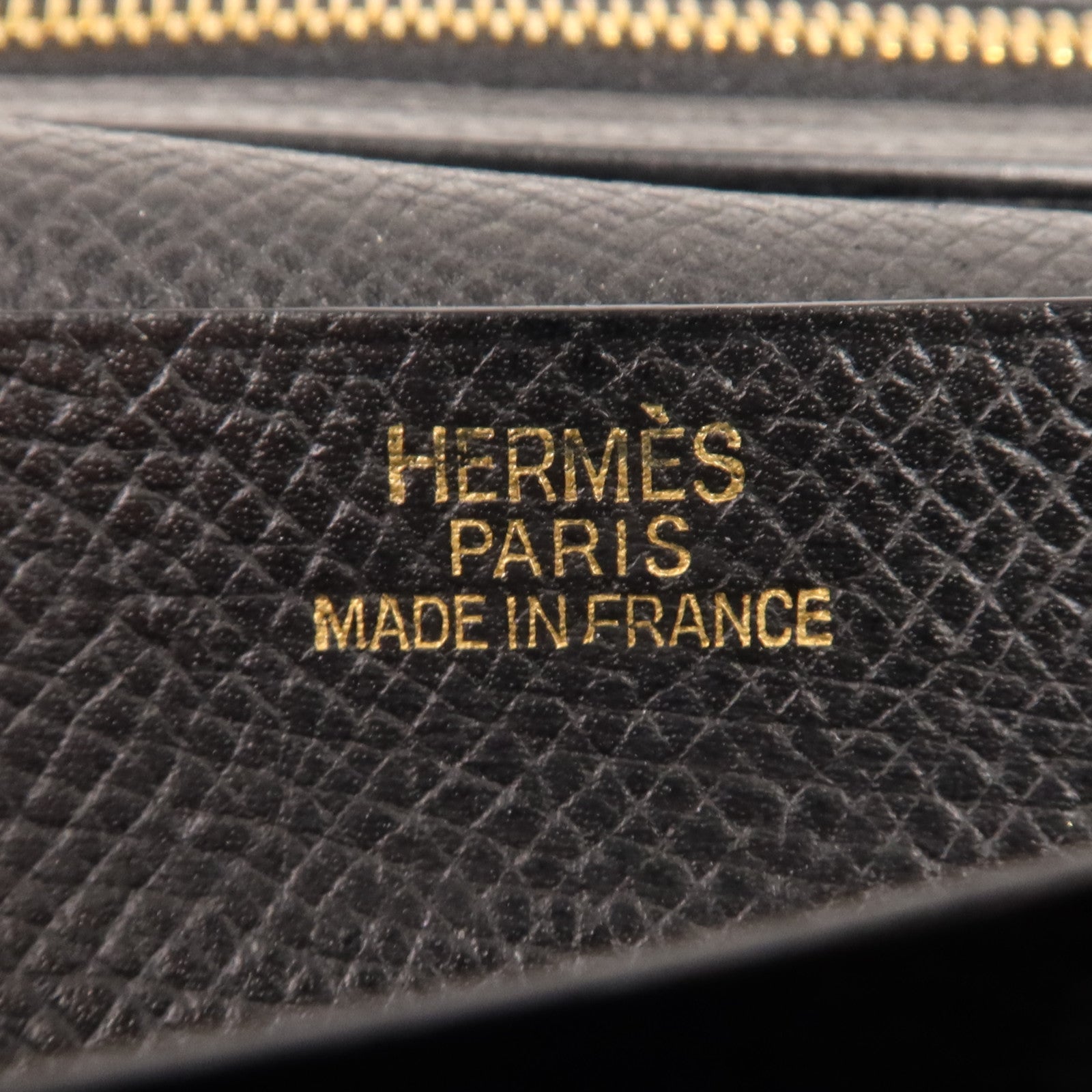 HERMES Epsom皮革Bearn Wallet金扣長錢包Noir