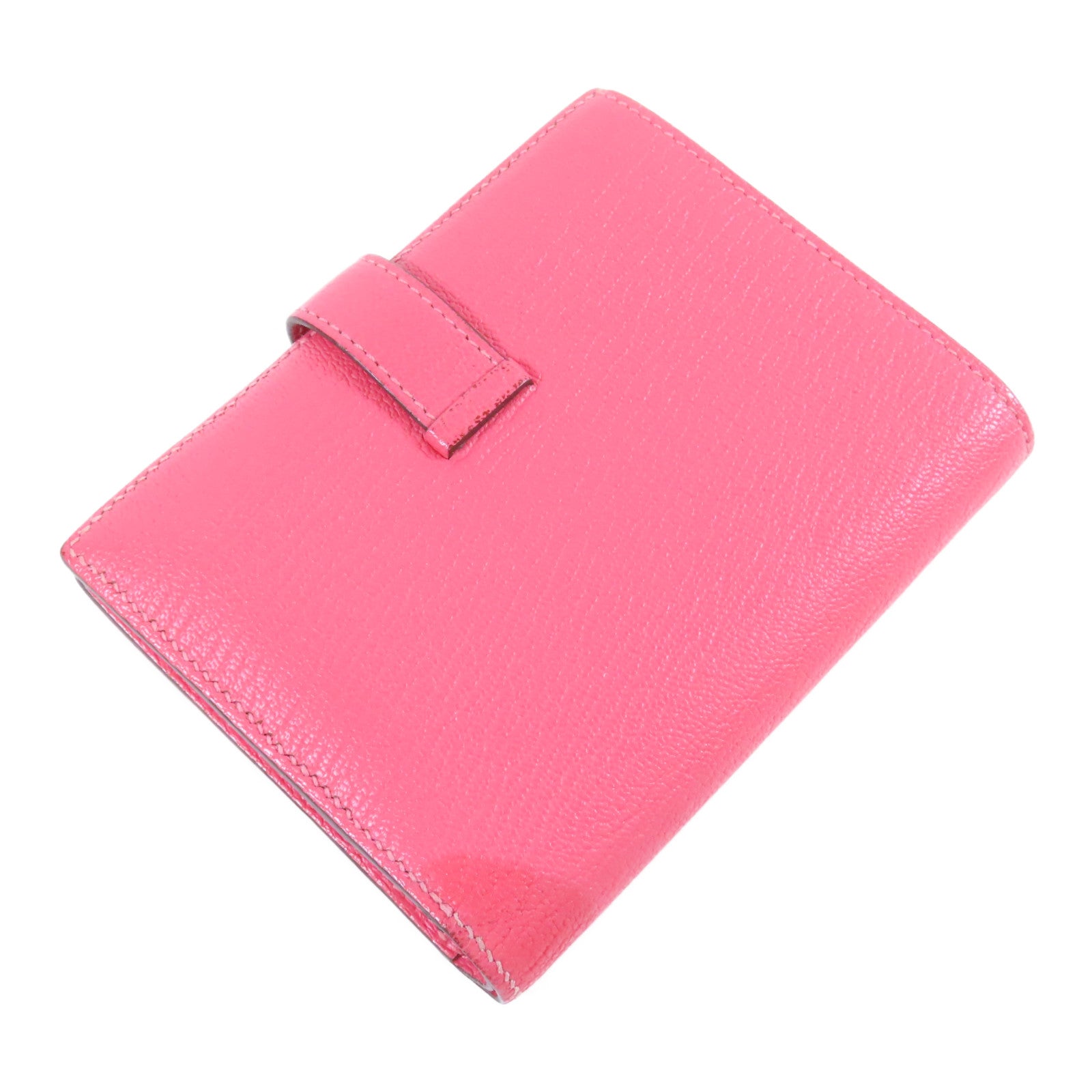 HERMES 【激減優惠】Chevre皮革Bearn Wallet銀扣錢包Rose Azalee杜鵑粉紅色