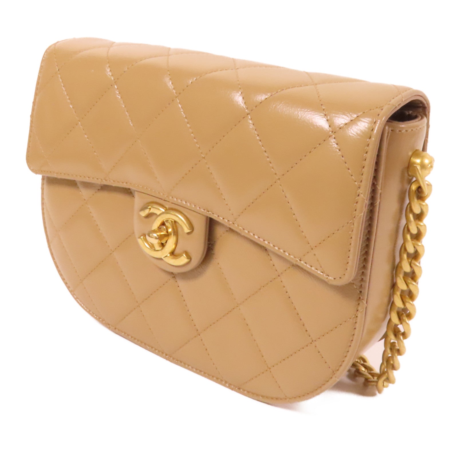 CHANEL 牛皮皮革Chain Shoulder金扣鏈帶肩背袋