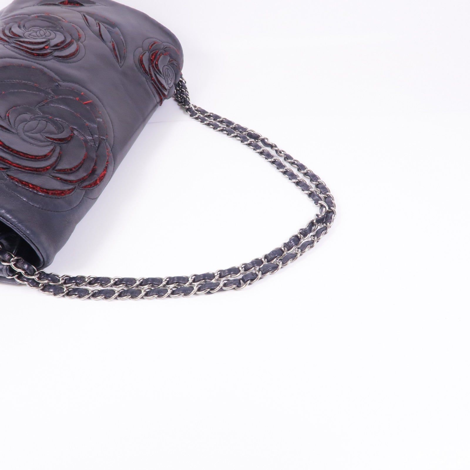 CHANEL 羊皮皮革Chain Shoulder銀扣鏈帶肩背袋