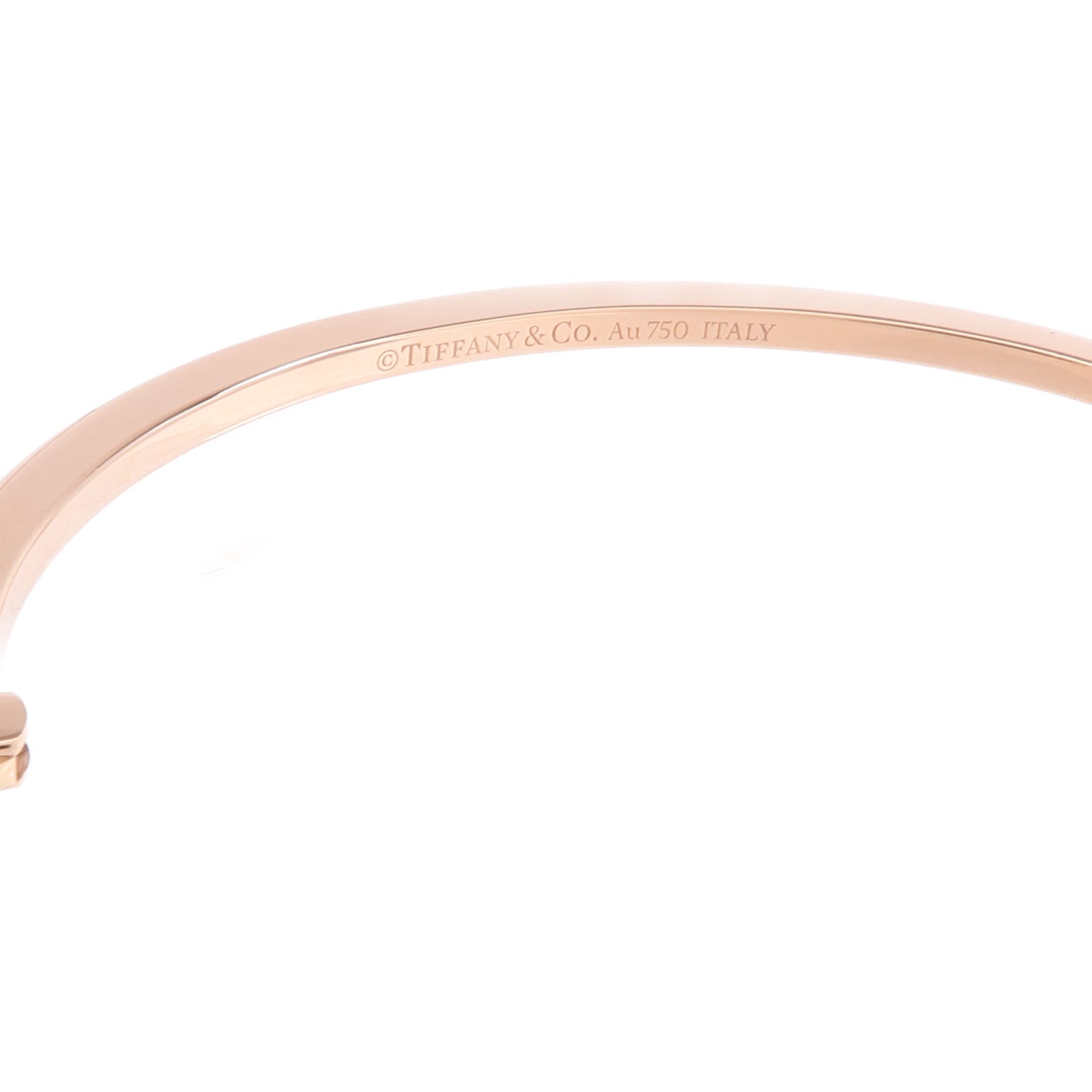 TIFFANY＆CO 18K玫瑰金T Diamond Hinged Wire Bangle鑽石手鐲