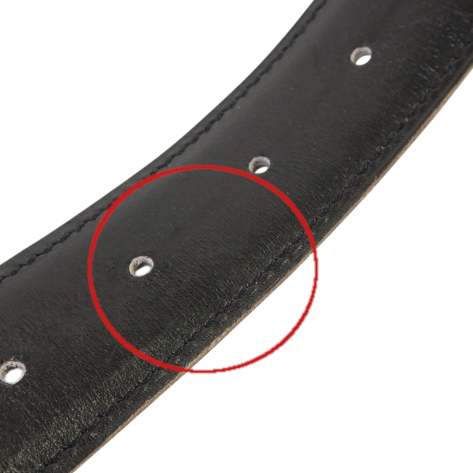 HERMES Clemence皮革Compact Belt 110cm銀扣皮帶Blue Jeans/Noir