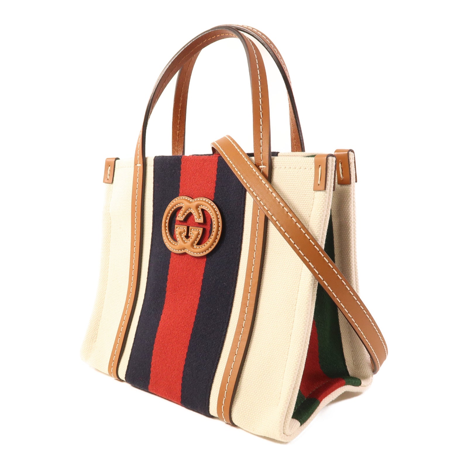 GUCCI 帆布Interlocking Tote金扣手挽肩背兩用袋