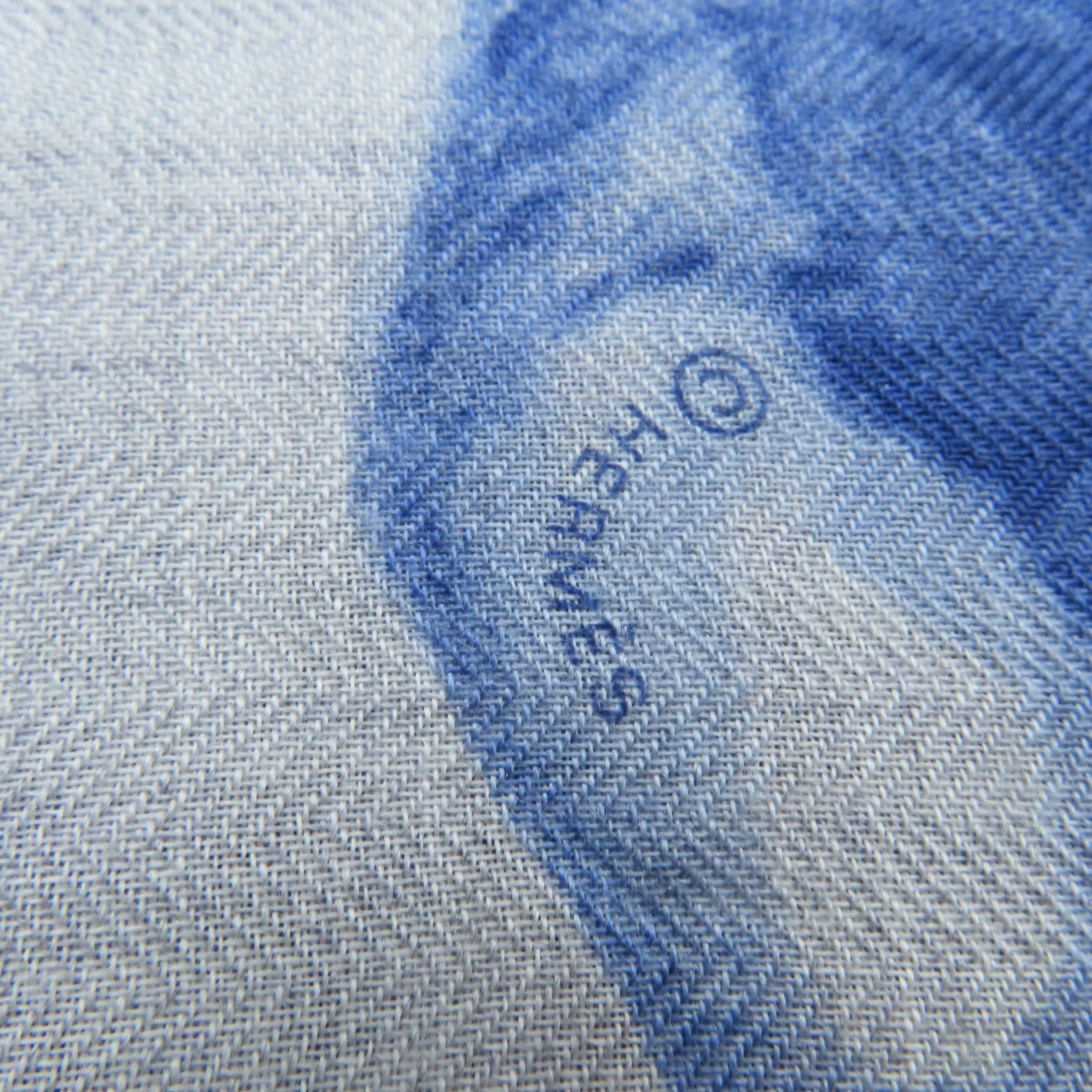 HERMES Cashmere/絲質 Scarf圍巾藍色/灰色