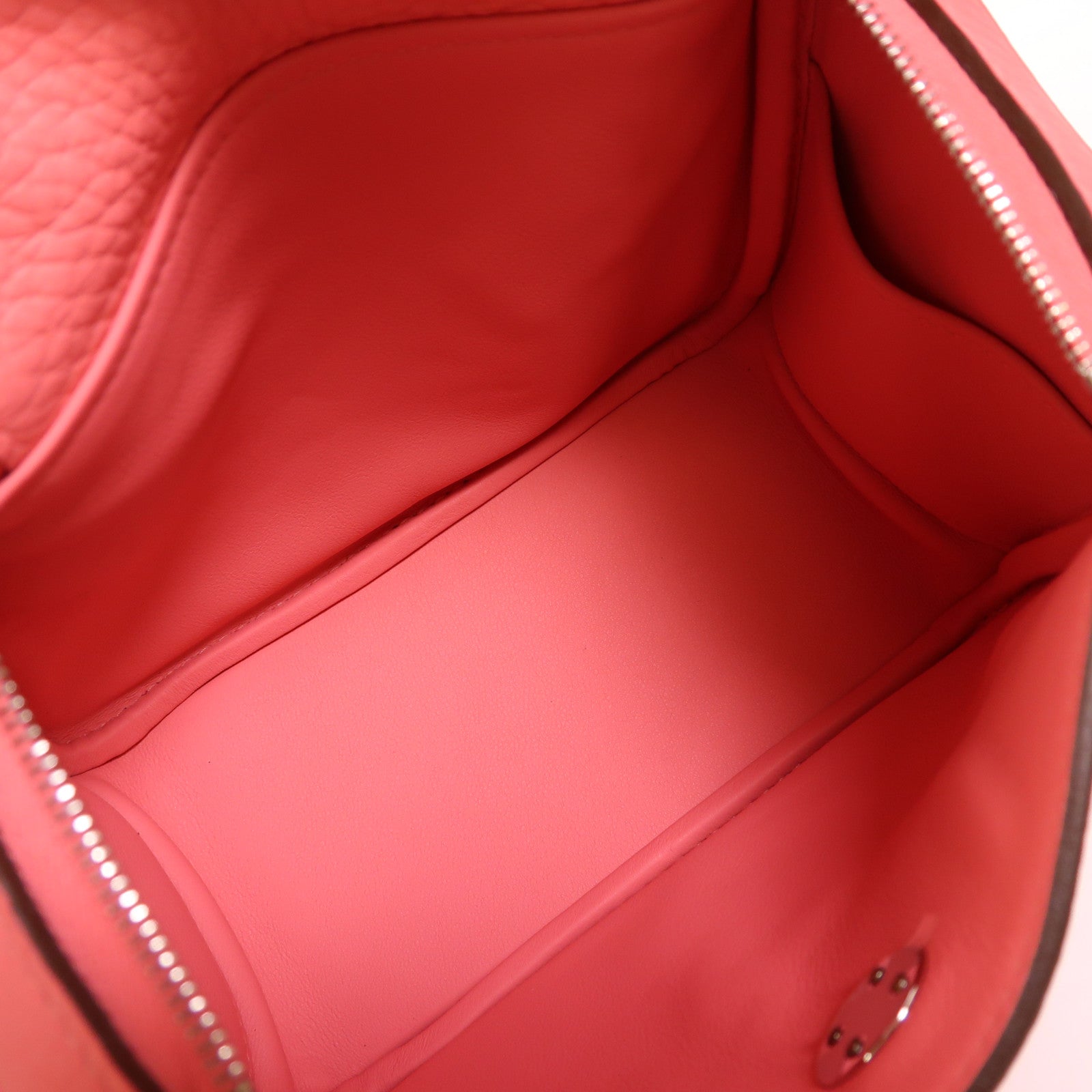 HERMES Clemence皮革Mini Lindy銀扣手挽肩背兩用袋Rose Azalee
