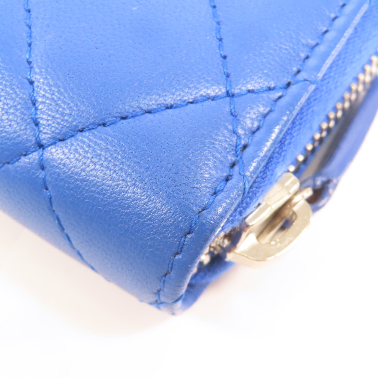 CHANEL CC SHW Large Zip Around Organizer Wallet Lambskin Leather Blue