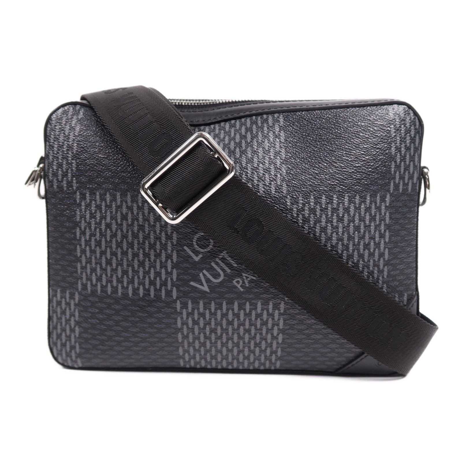 LOUIS VUITTON Damier Graphite Trio Messenger銀扣肩背袋