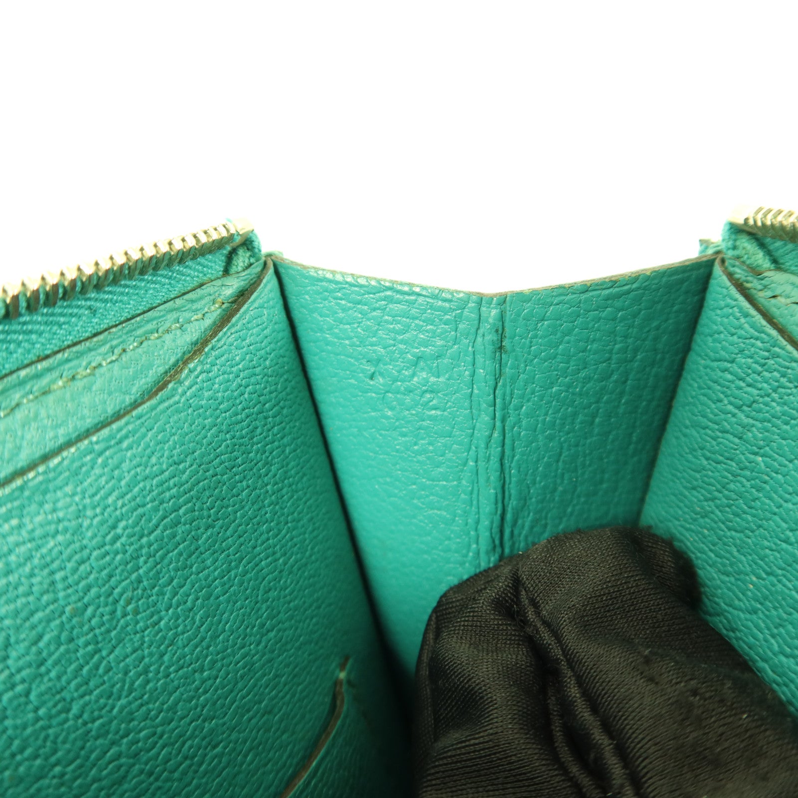 HERMES 【激減優惠】Epsom皮革Zipper Long Wallet銀扣拉鏈長錢包Bleu Paon