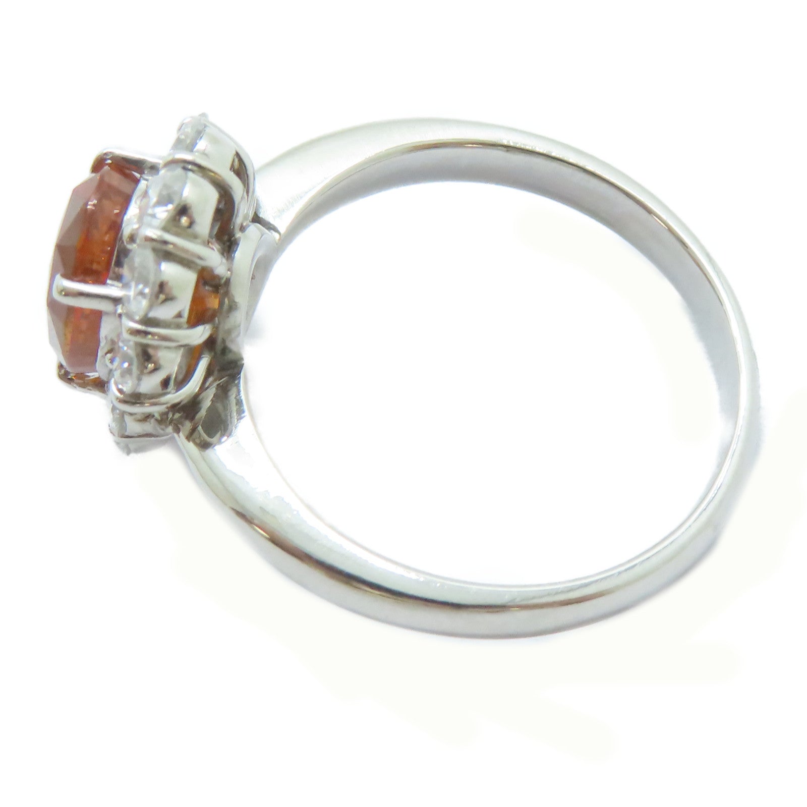 JEWELRY PT900鉑金Sapphire Ring 4.177ct橙色藍寶石/0.91ct鑚石戒指US#8.25
