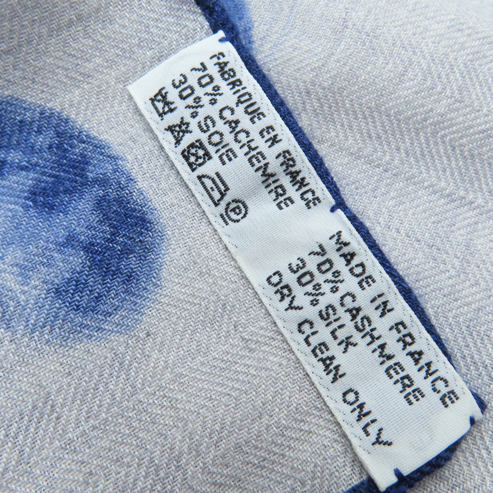 HERMES Cashmere/絲質 Scarf圍巾藍色/灰色