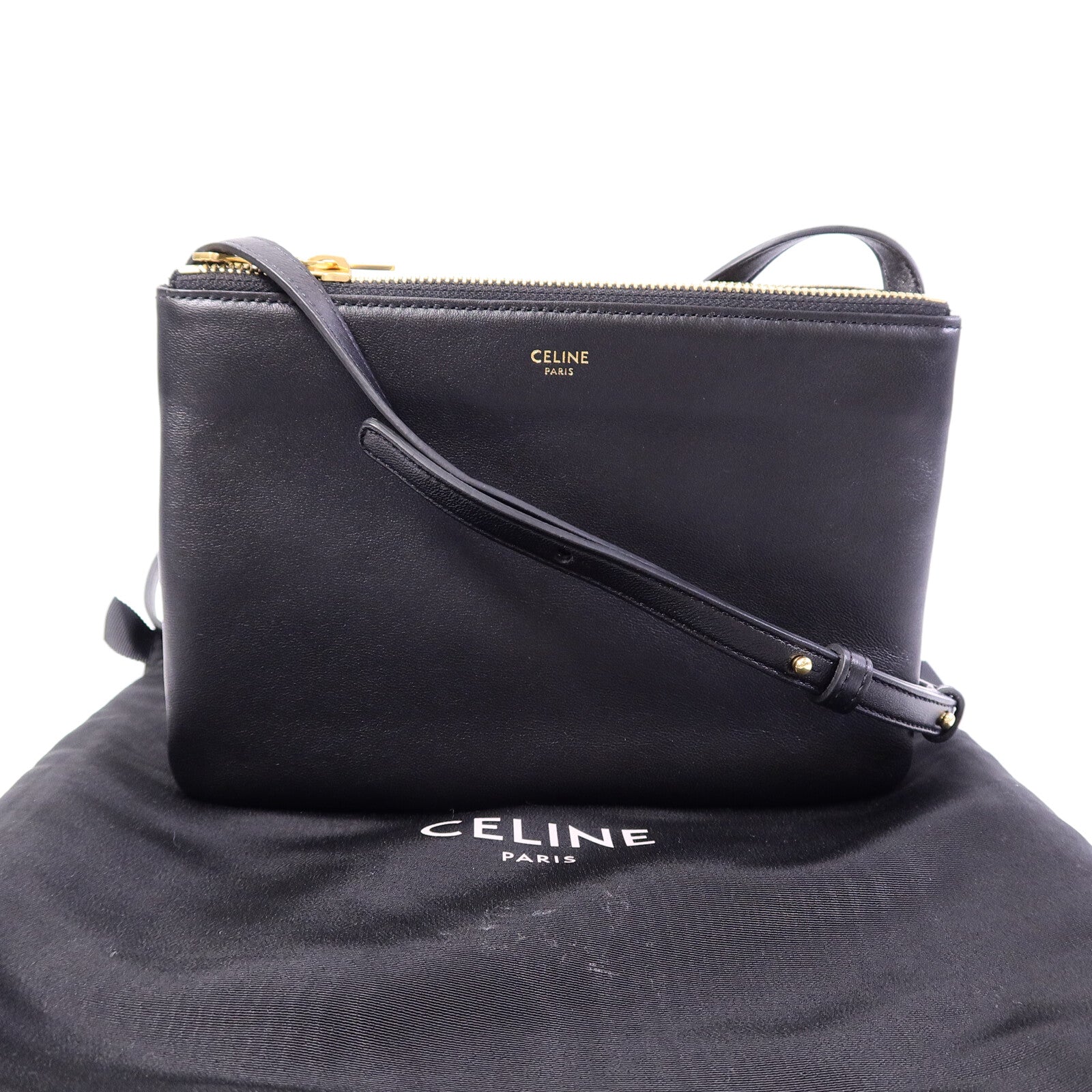 CELINE 牛皮皮革Trio肩背袋