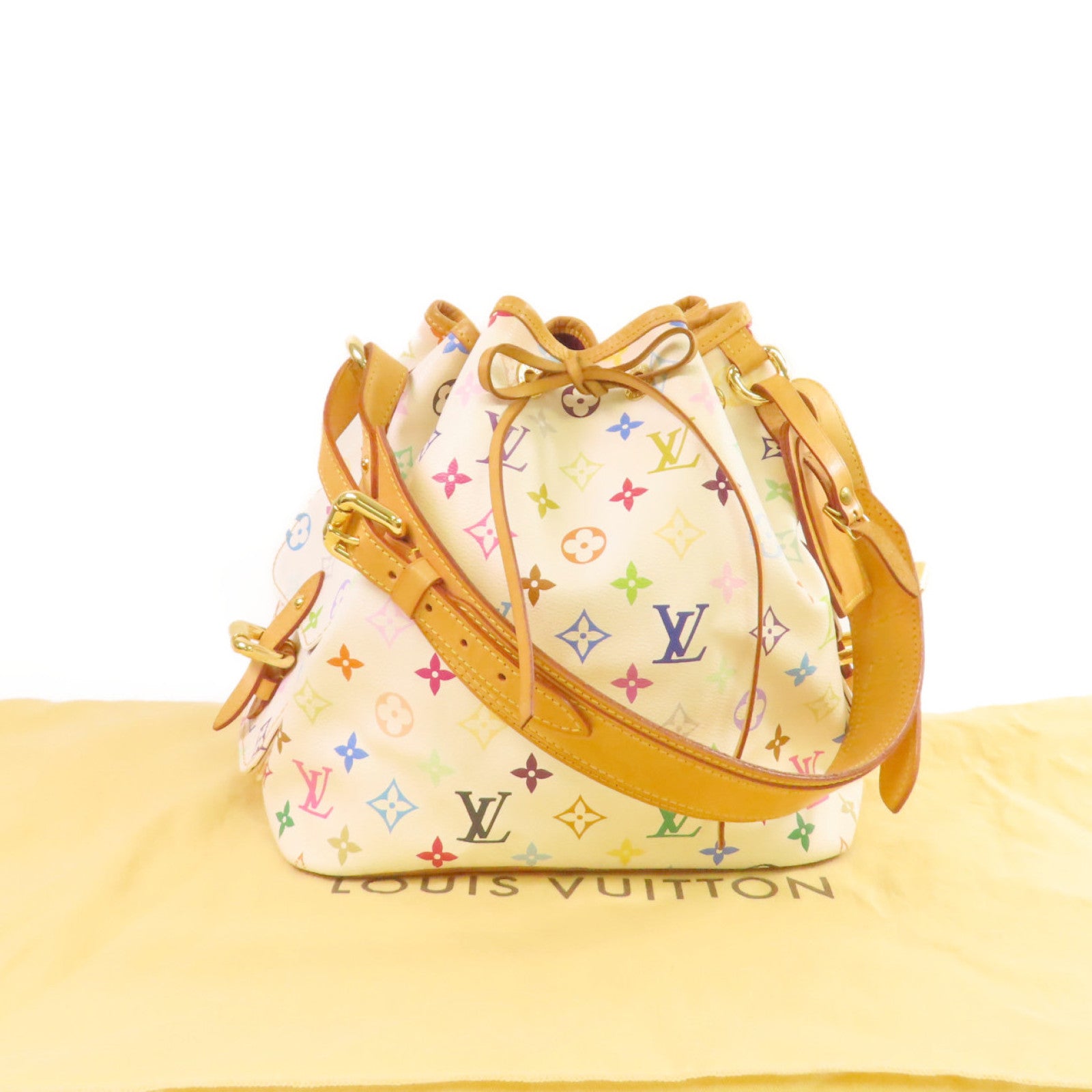 LOUIS VUITTON Monogram Multicolor Petit Noe Shoulder Bag金扣肩背袋白色/彩色
