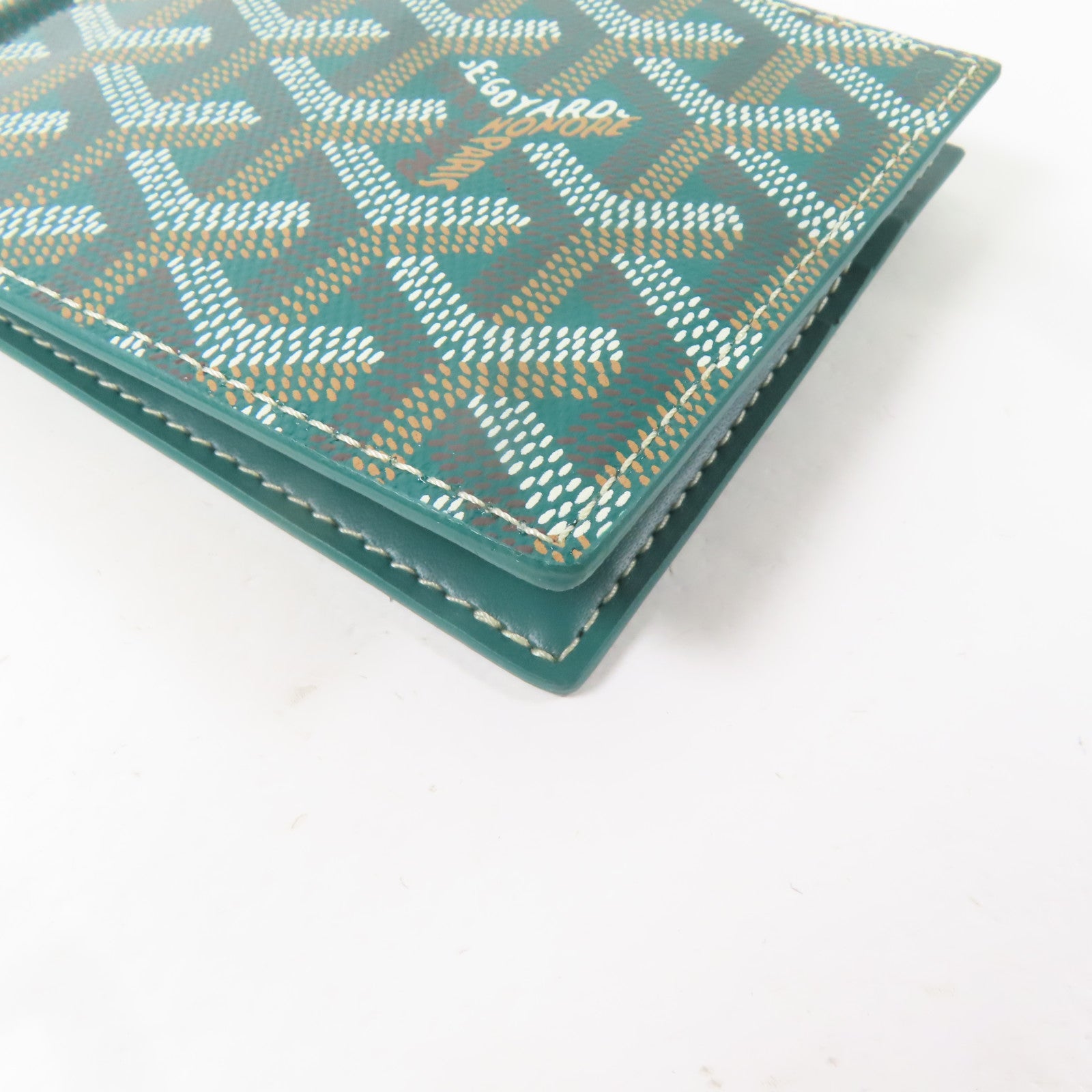 GOYARD 塗層帆布Card Case銀扣卡片套綠色