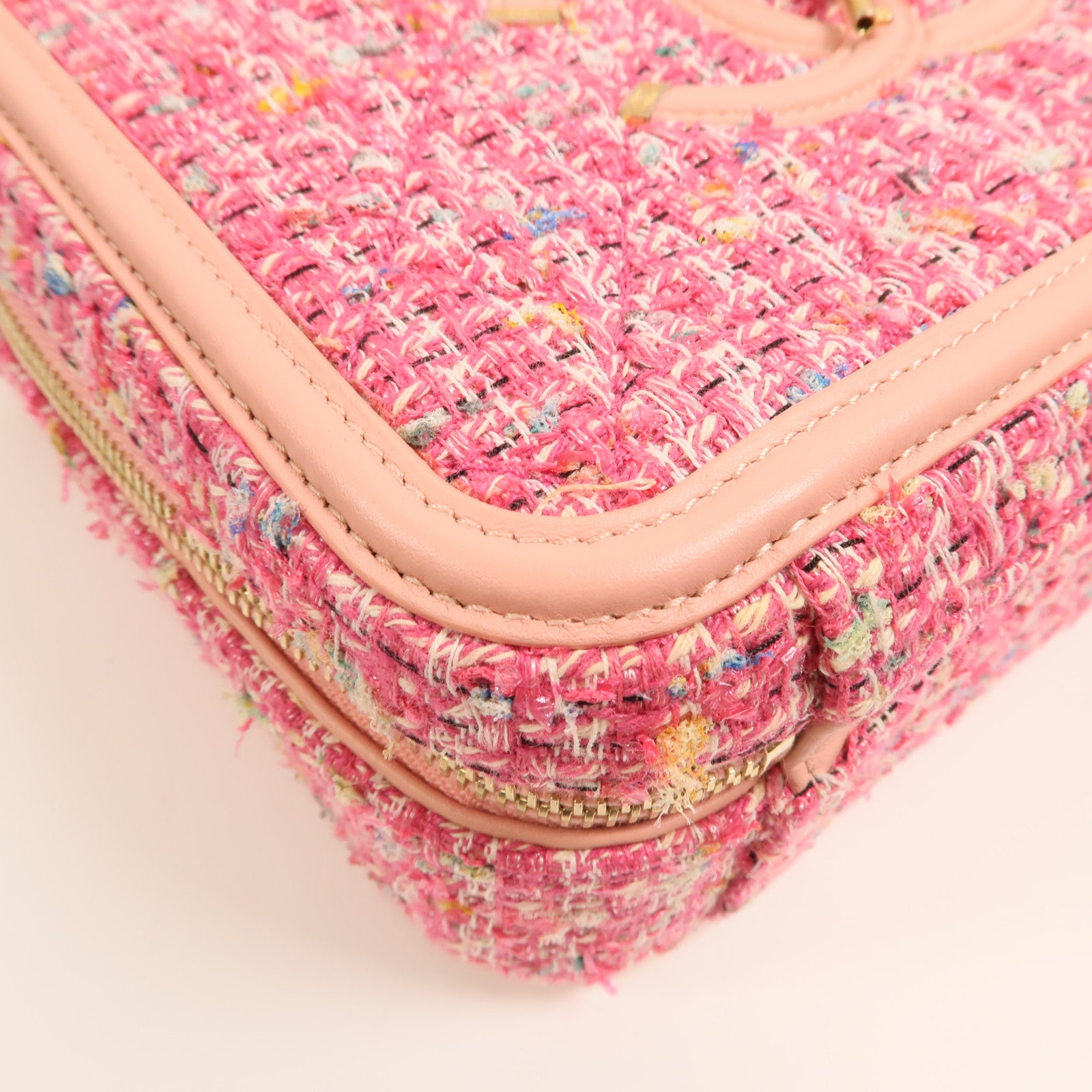 CHANEL 粗花呢Vanity Case 21cm金扣鏈帶肩背袋