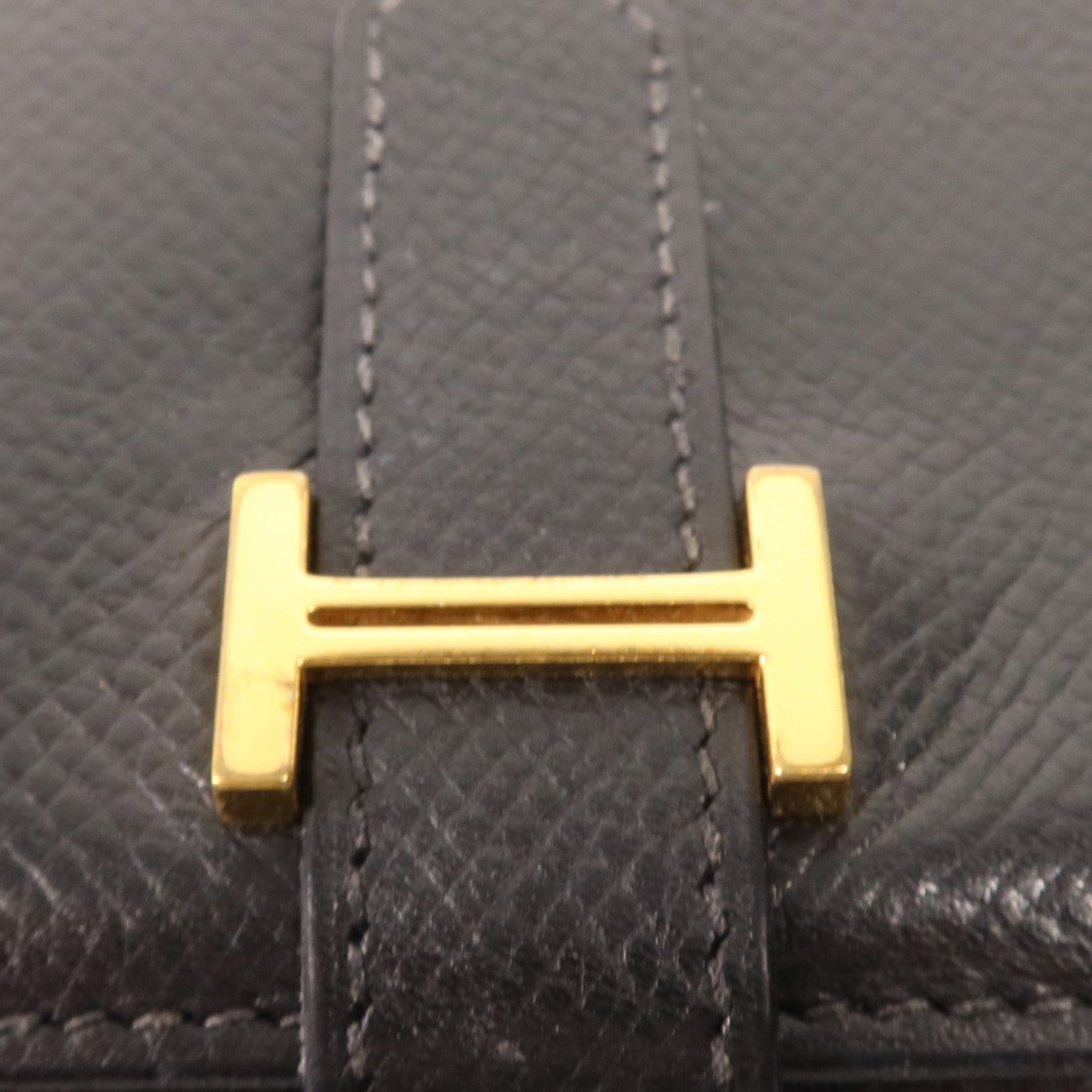HERMES Epsom皮革Bearn Wallet金扣長錢包Noir